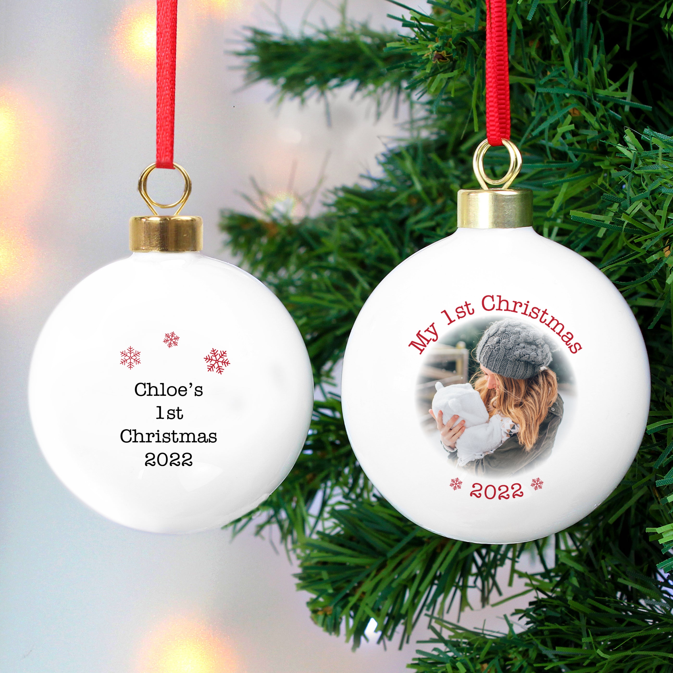Personalised 1st Christmas Photo Upload Bauble