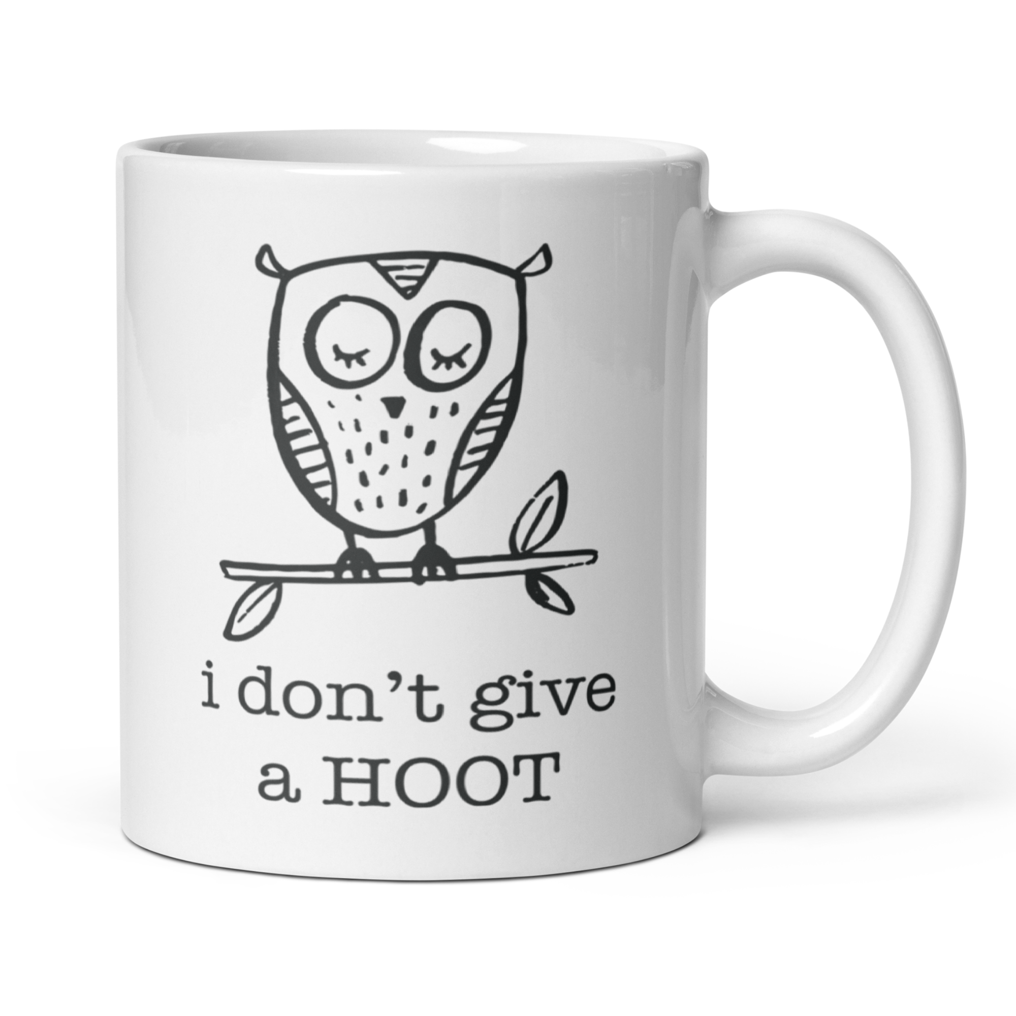 I Don't Give A Hoot 11oz White Glossy Ceramic Mug - Funny Owl Pun Gift Sarcastic Coffee Mug