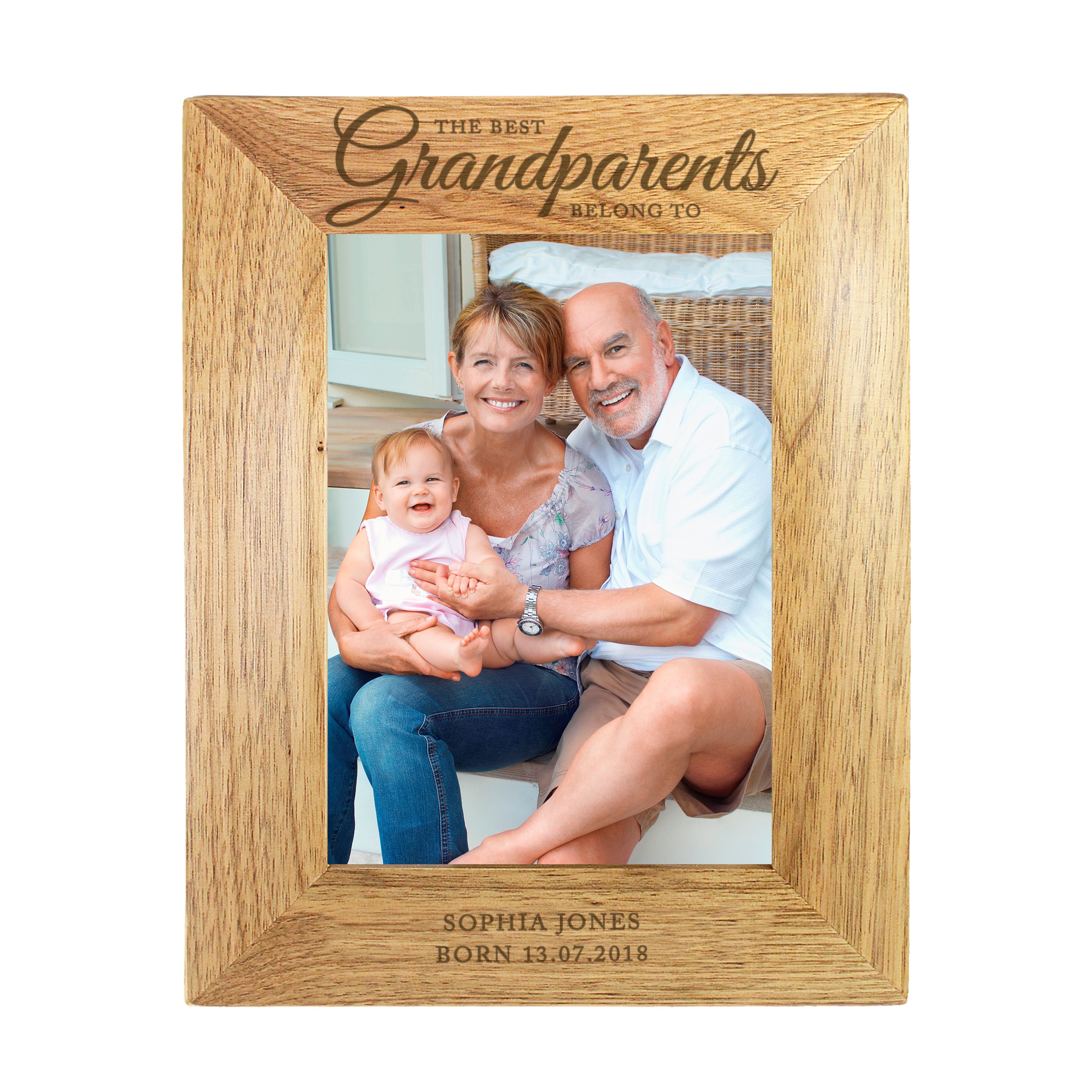 Personalised 'The Best Grandparents' 5x7 Oak Finish Photo Frame