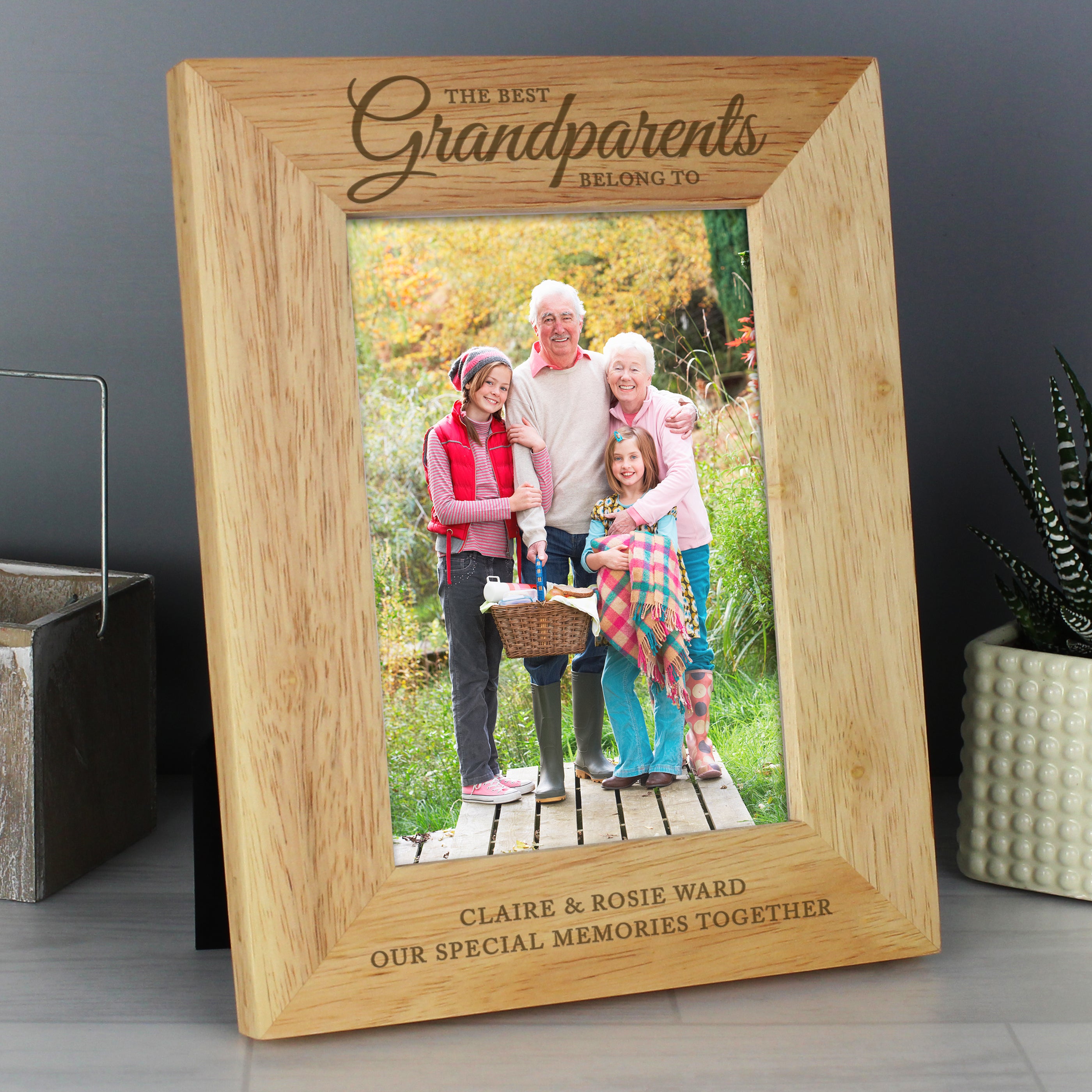 Personalised 'The Best Grandparents' 5x7 Oak Finish Photo Frame