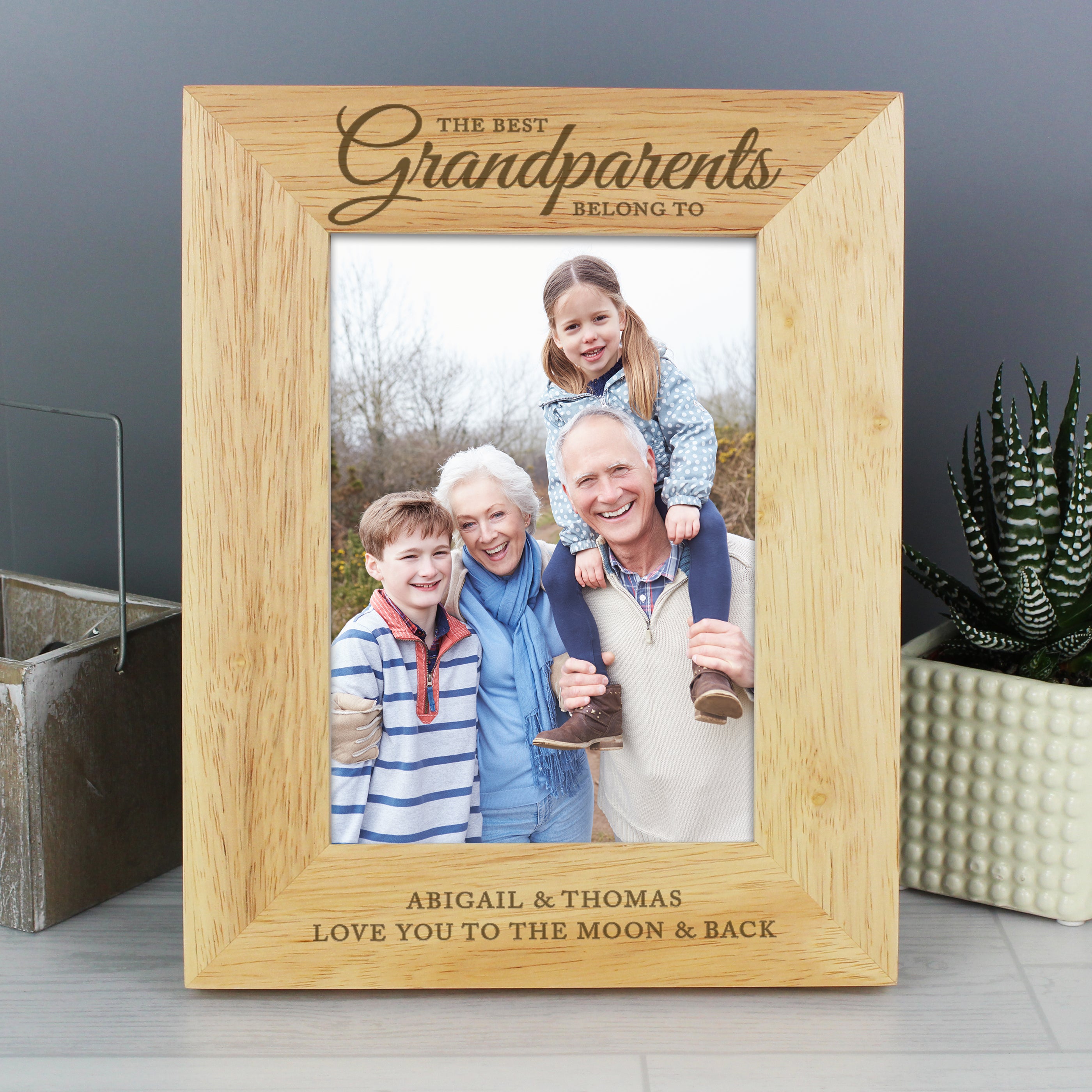 Personalised 'The Best Grandparents' 5x7 Oak Finish Photo Frame