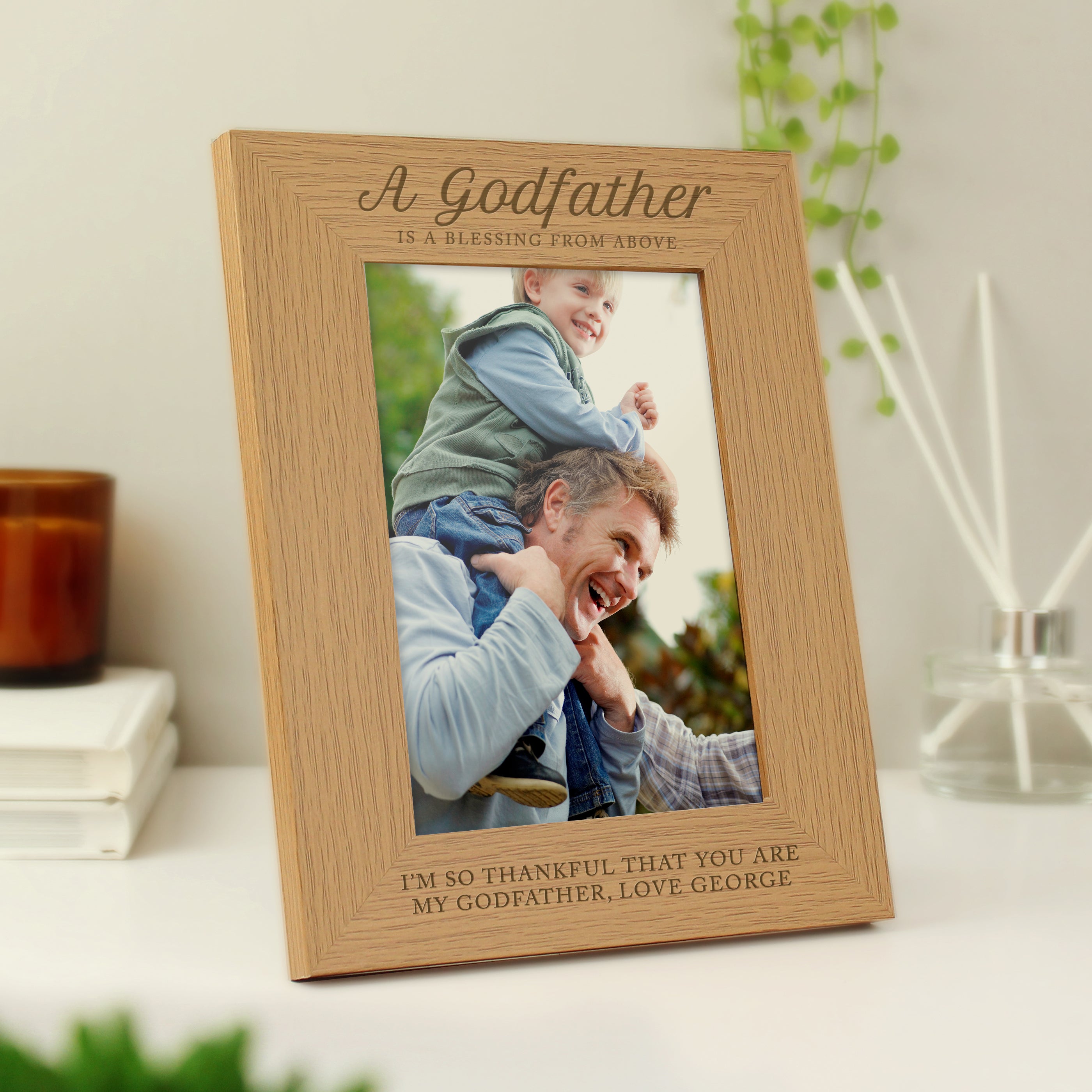 Personalised Godfather 5x7 Oak Finish Photo Frame
