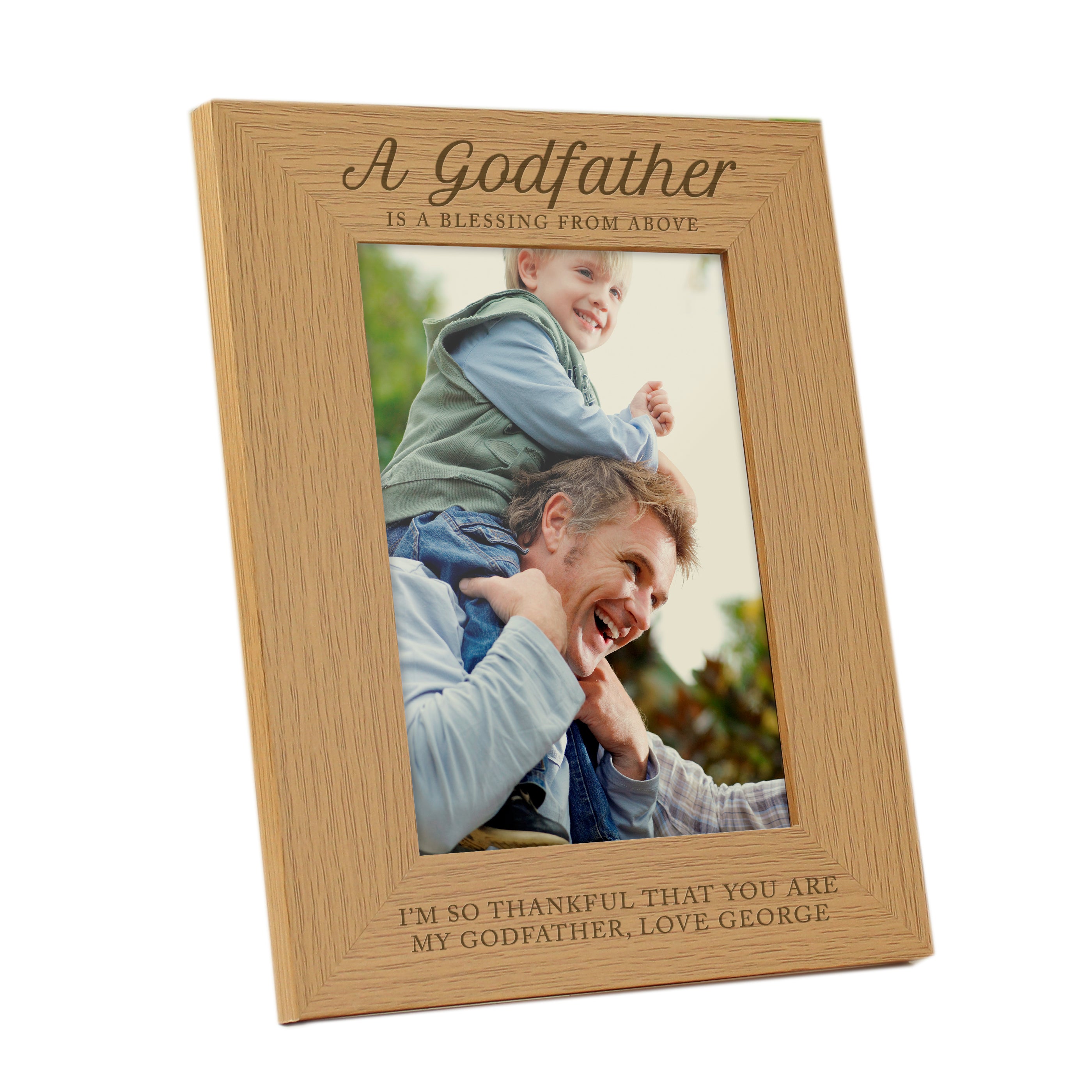 Personalised Godfather 5x7 Oak Finish Photo Frame