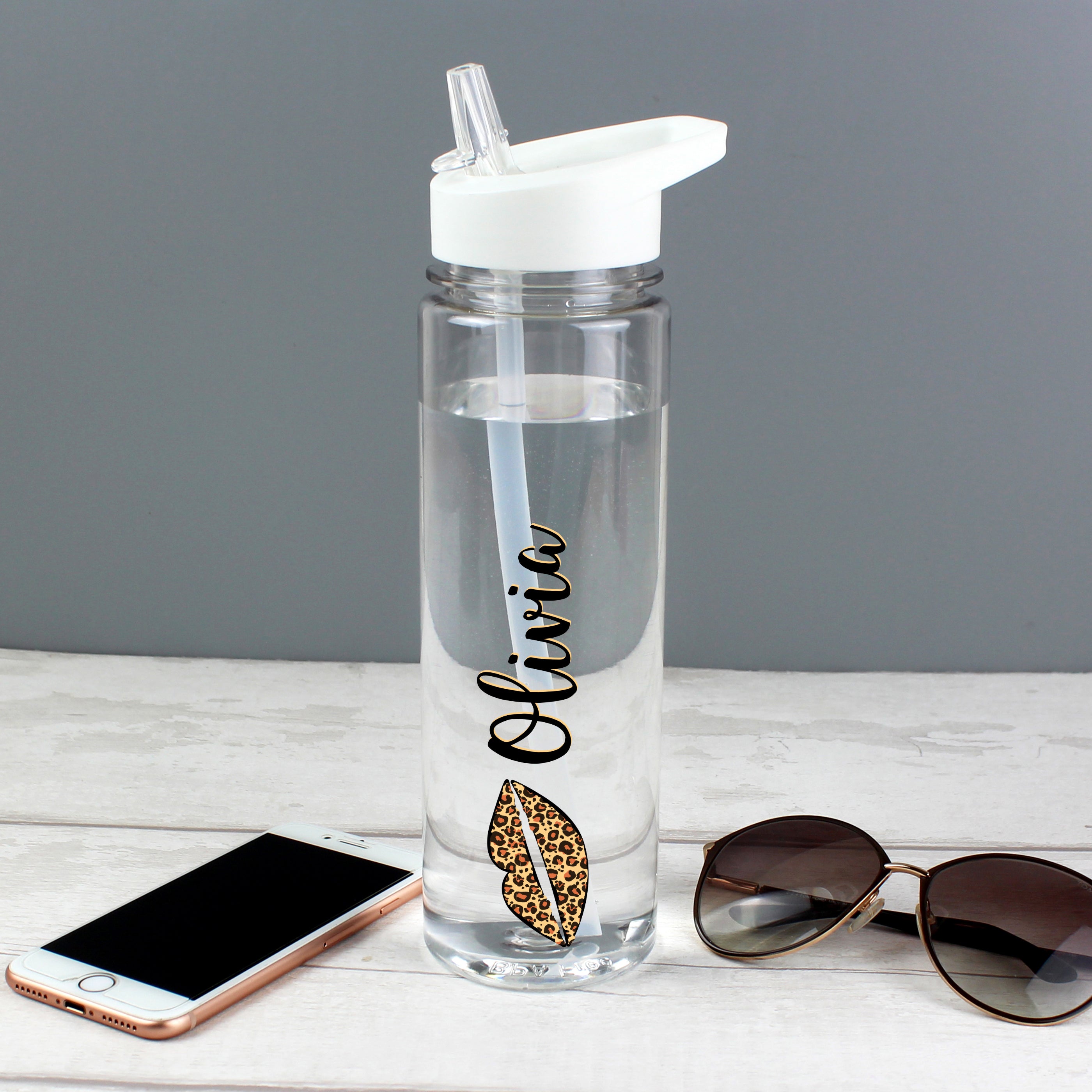 Personalised Lepoard Lips Water Bottle