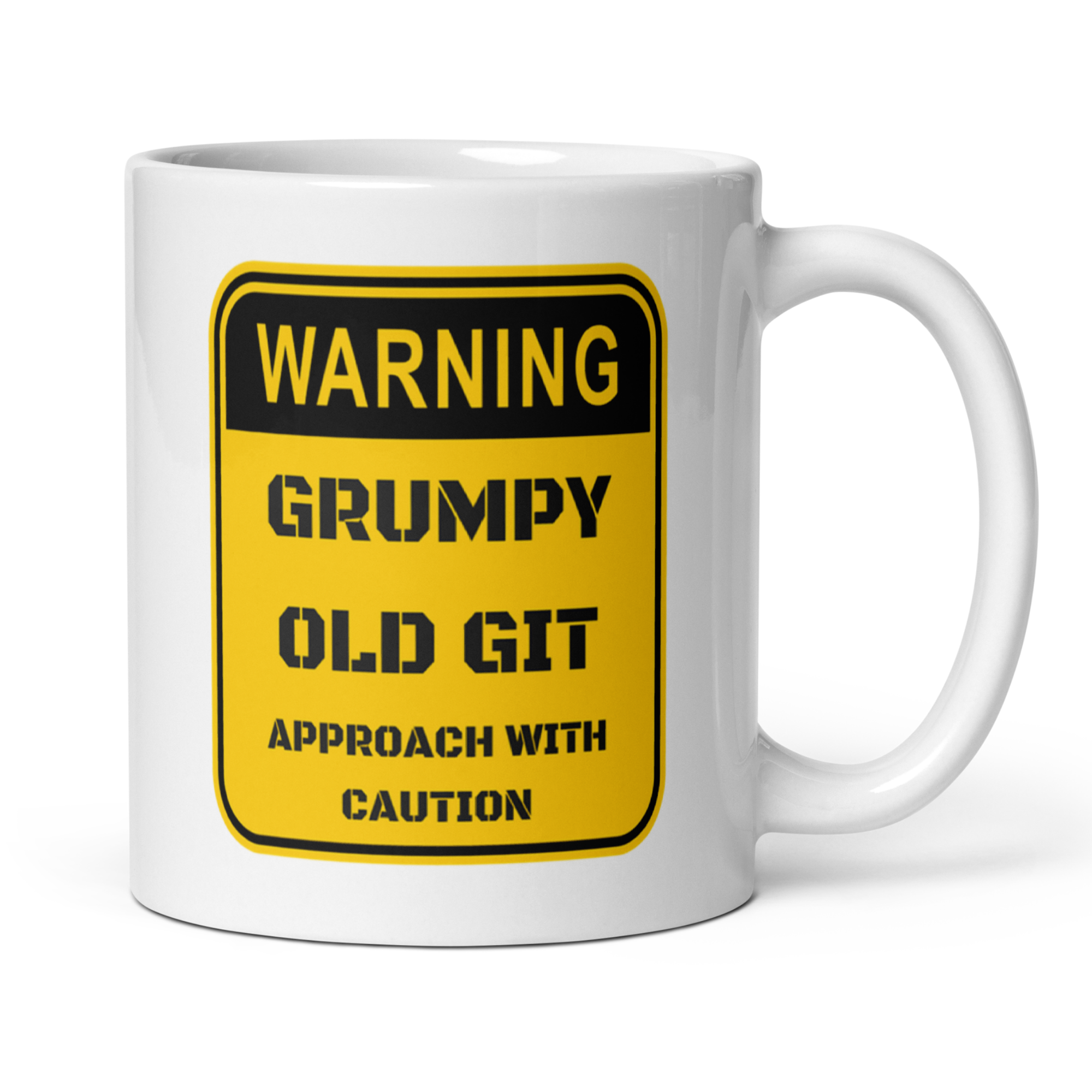 WARNING Grumpy Old Git Approach With Caution 11oz White Glossy Ceramic Mug - Funny Grumpy Gift for Men