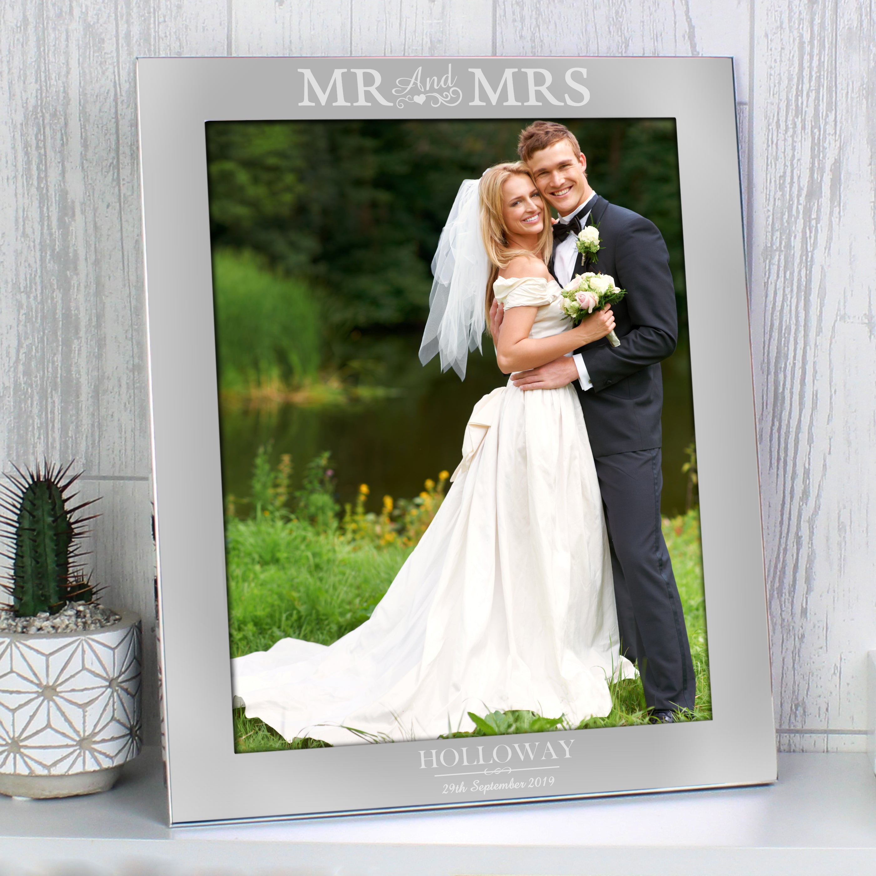 Personalised Mr & Mrs 8x10 Silver Photo Frame