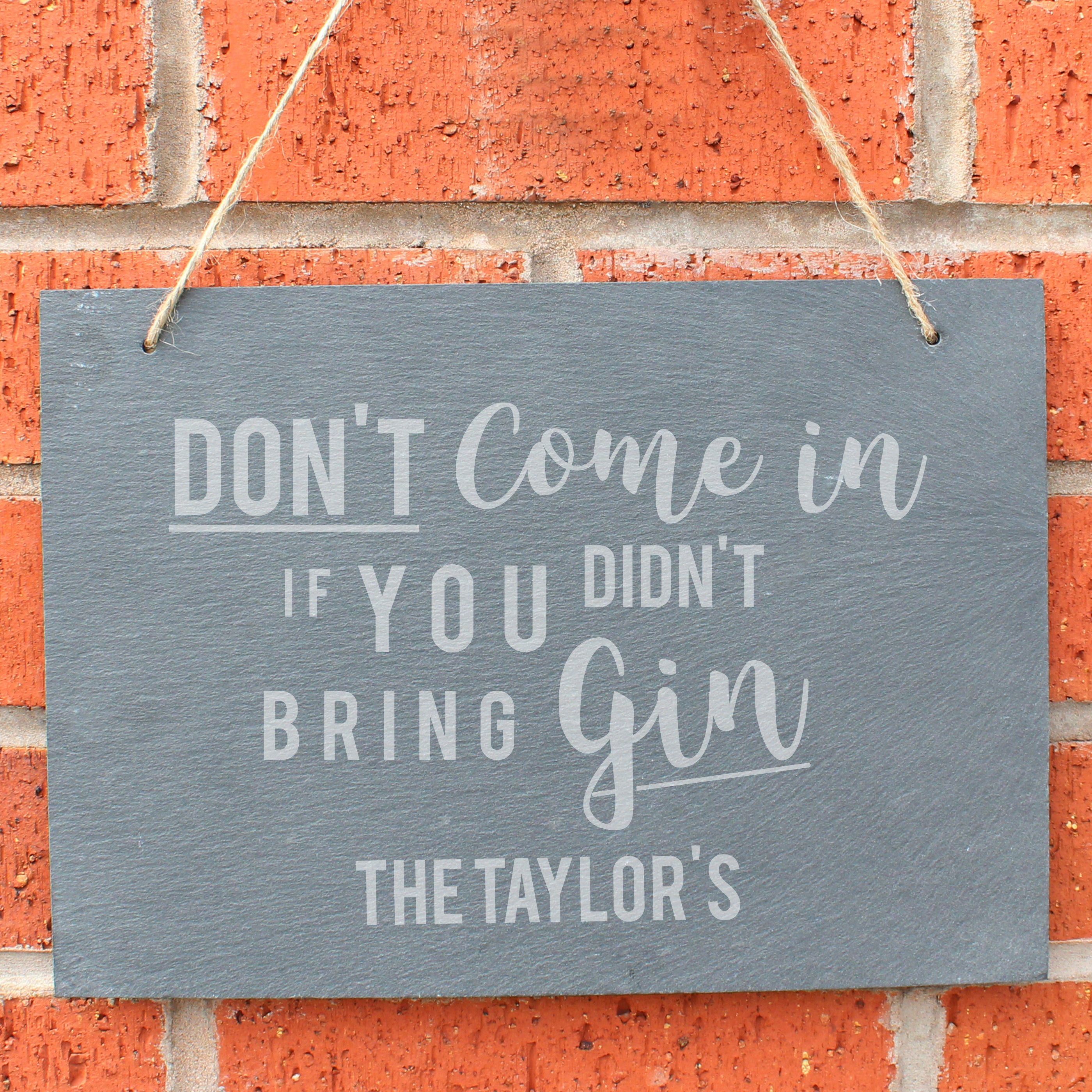 Personalised Gin Large Hanging Slate Sign