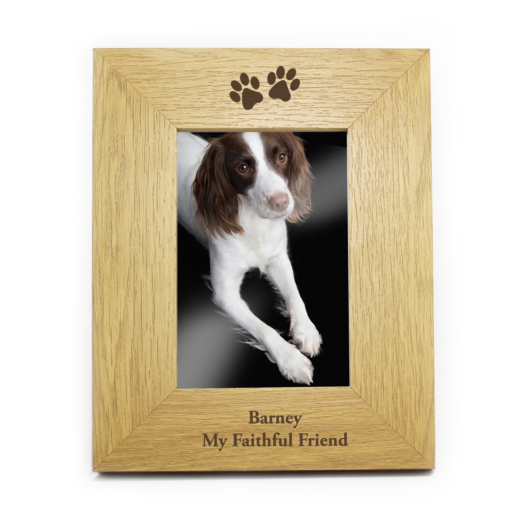 Personalised Oak Finish 4x6 Paw Prints Photo Frame