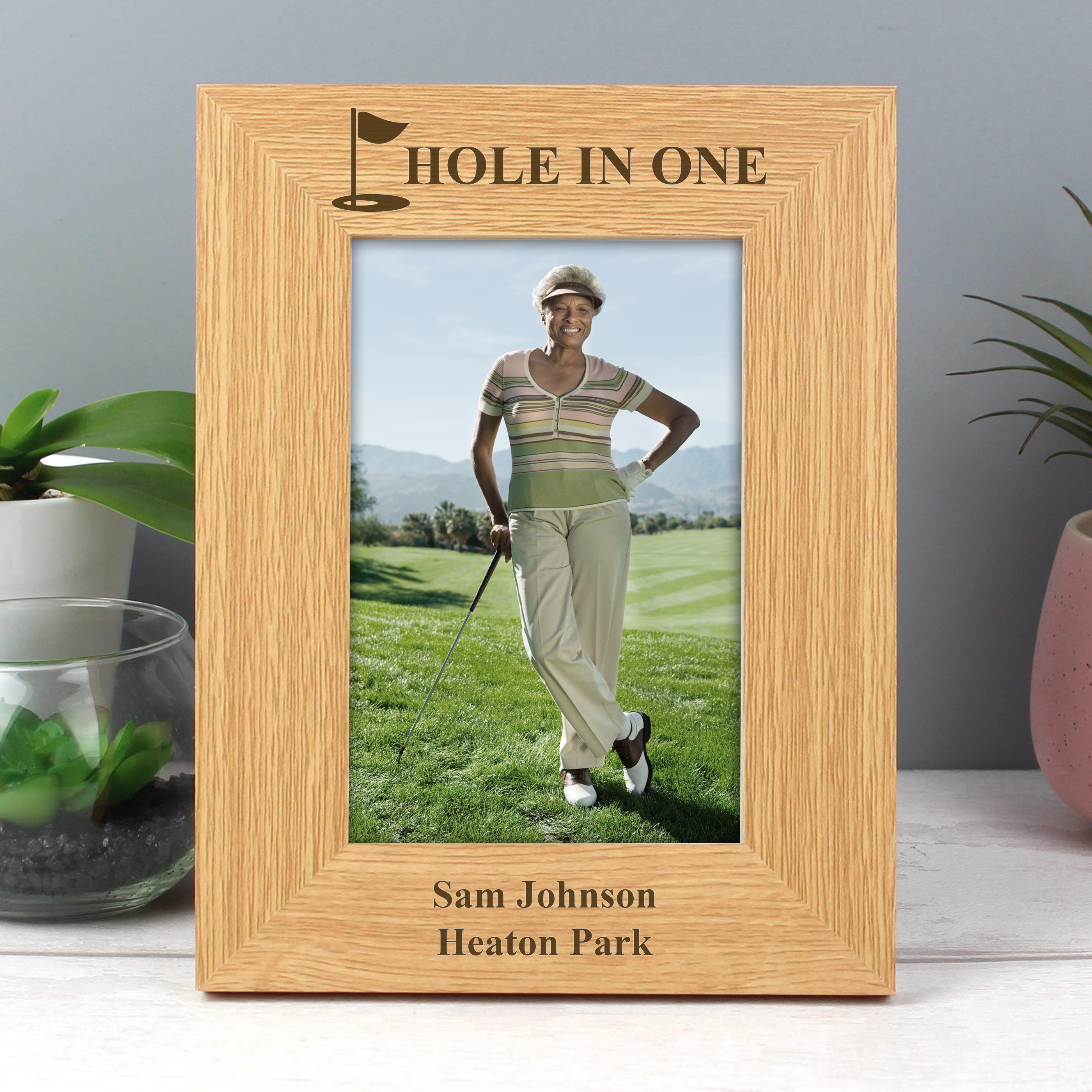 Personalised Oak Finish 4x6 Golf Photo Frame