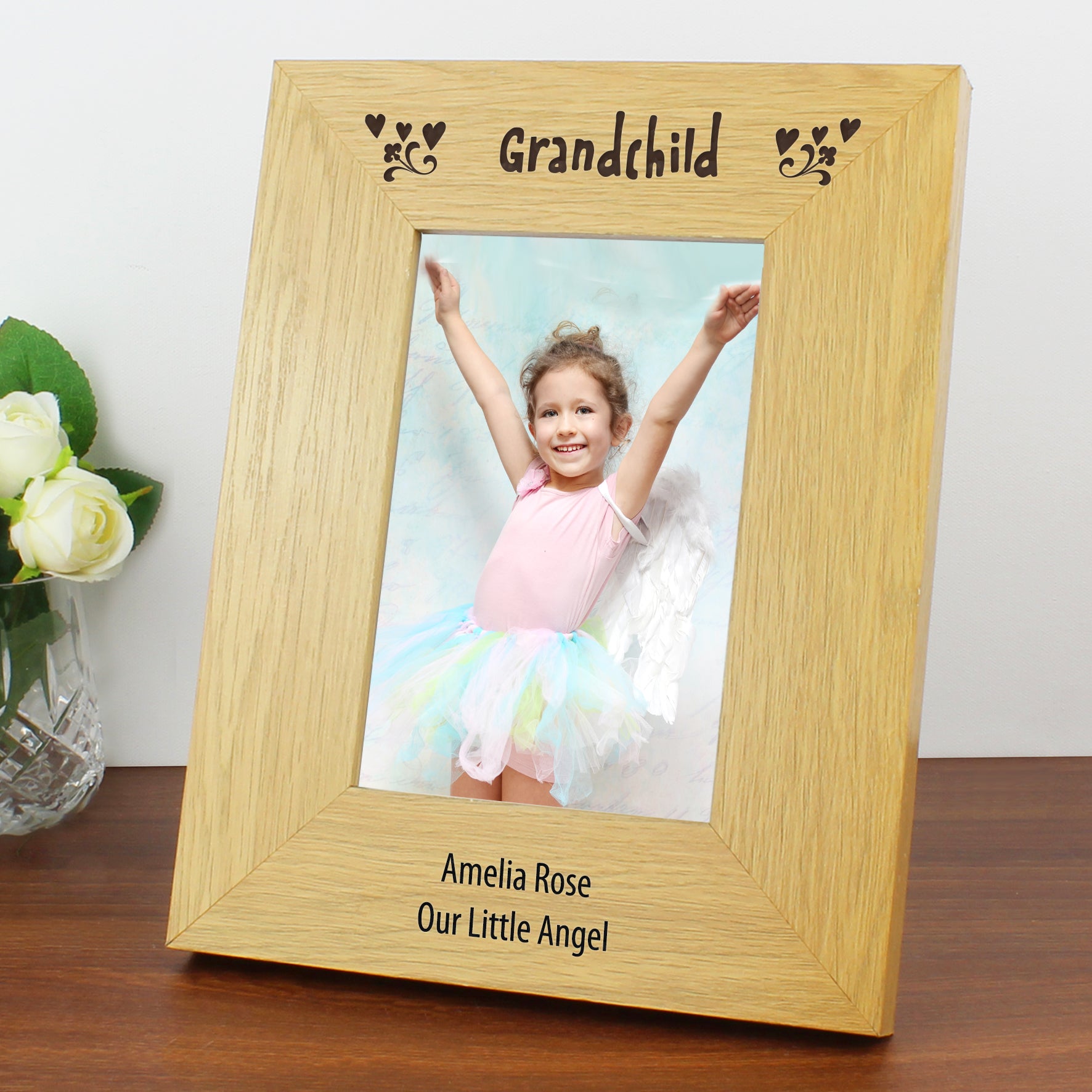 Personalised Oak Finish 4x6 Grandchild Photo Frame