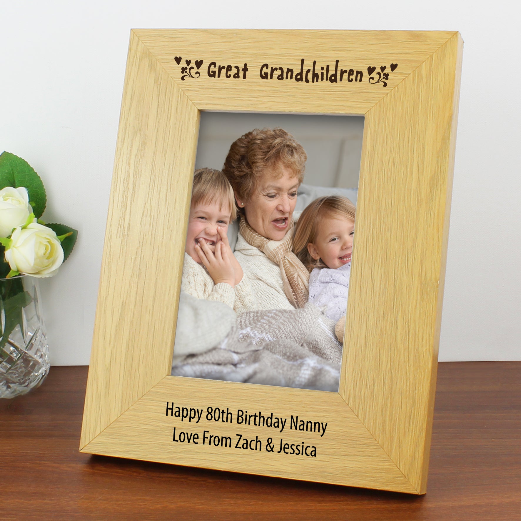 Personalised Great Grandchildren 4x6 Oak Finish Photo Frame