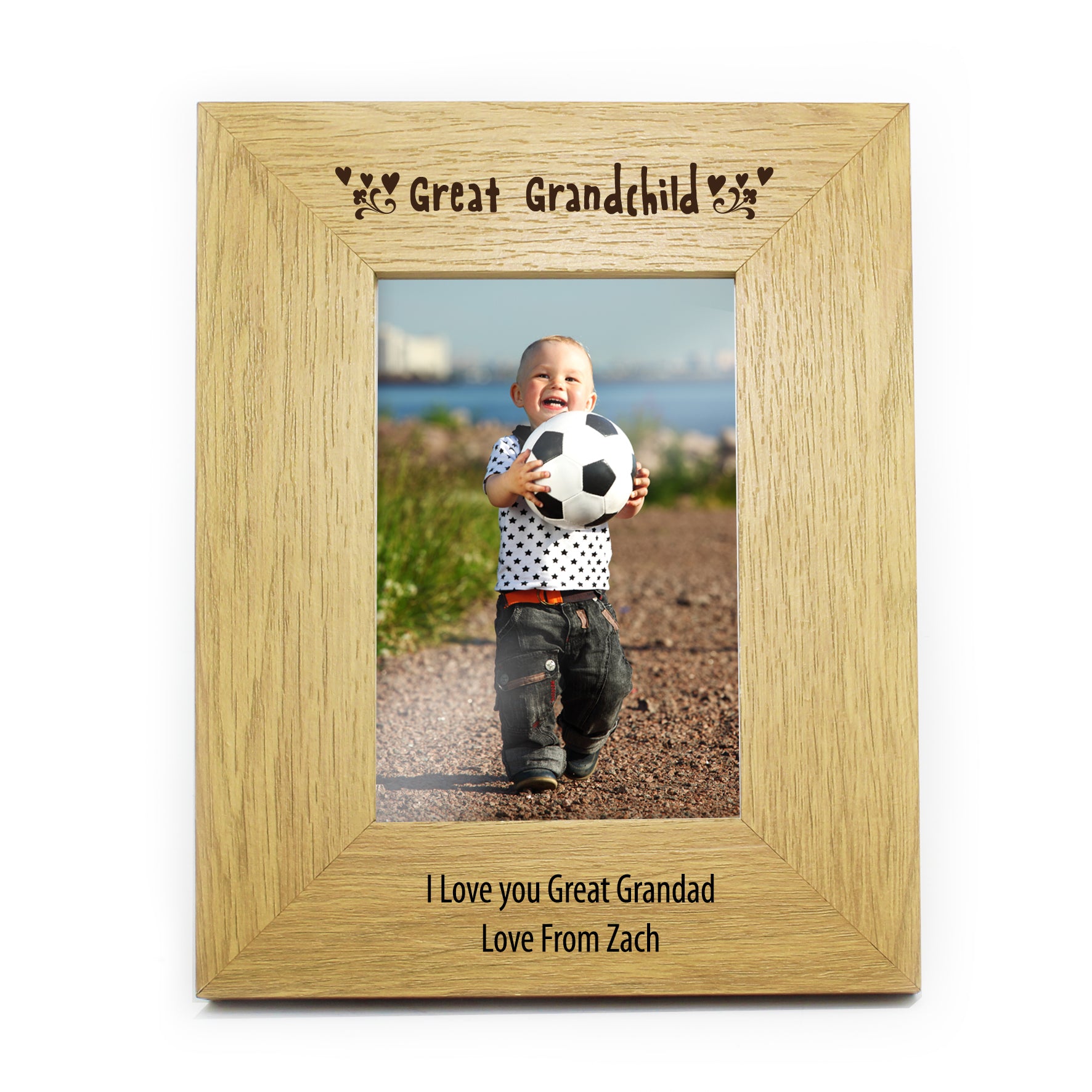 Personalised Oak Finish 4x6 Great Grandchild Photo Frame