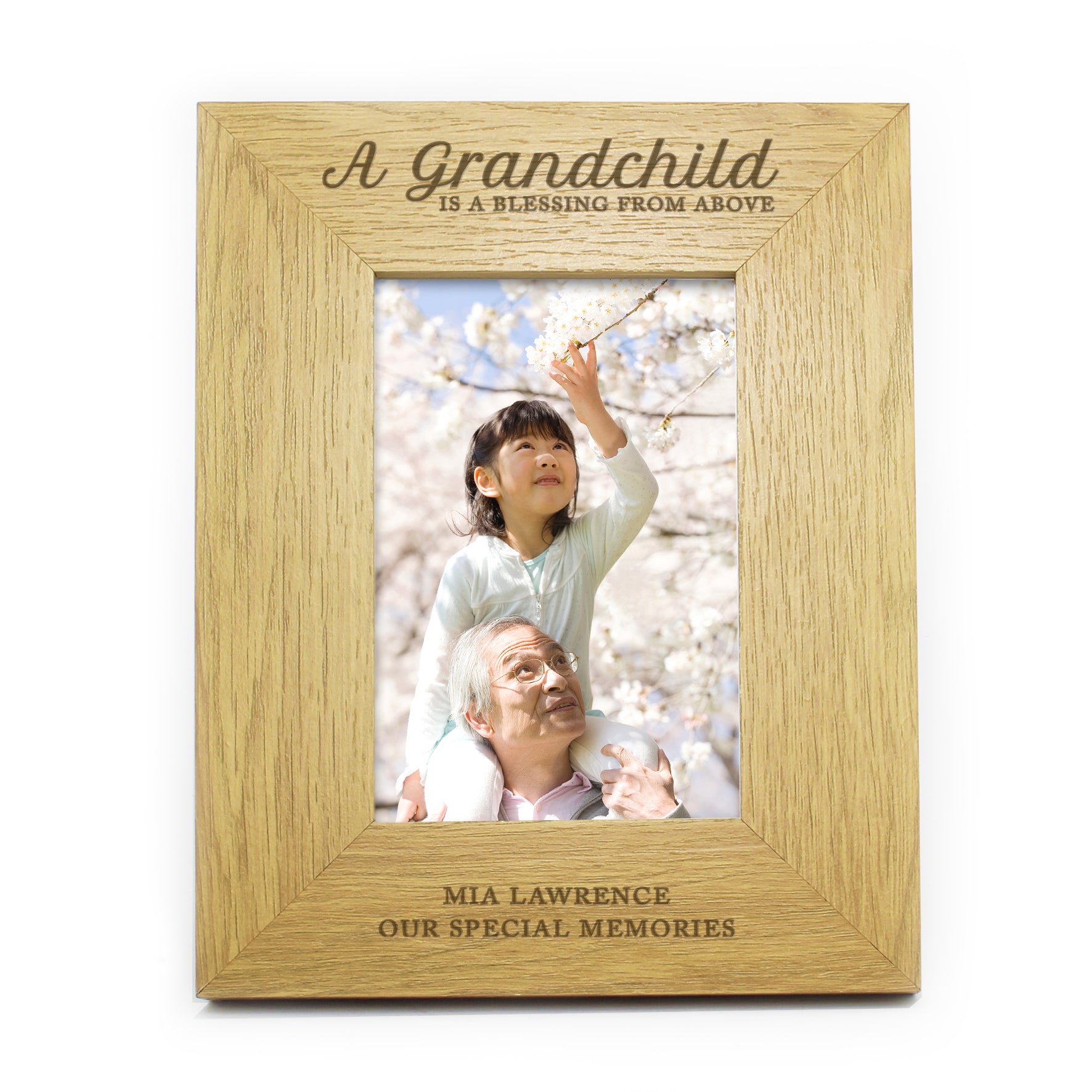 Personalised "A Grandchild Is A Blessing" 4x6 Oak Finish Photo Frame
