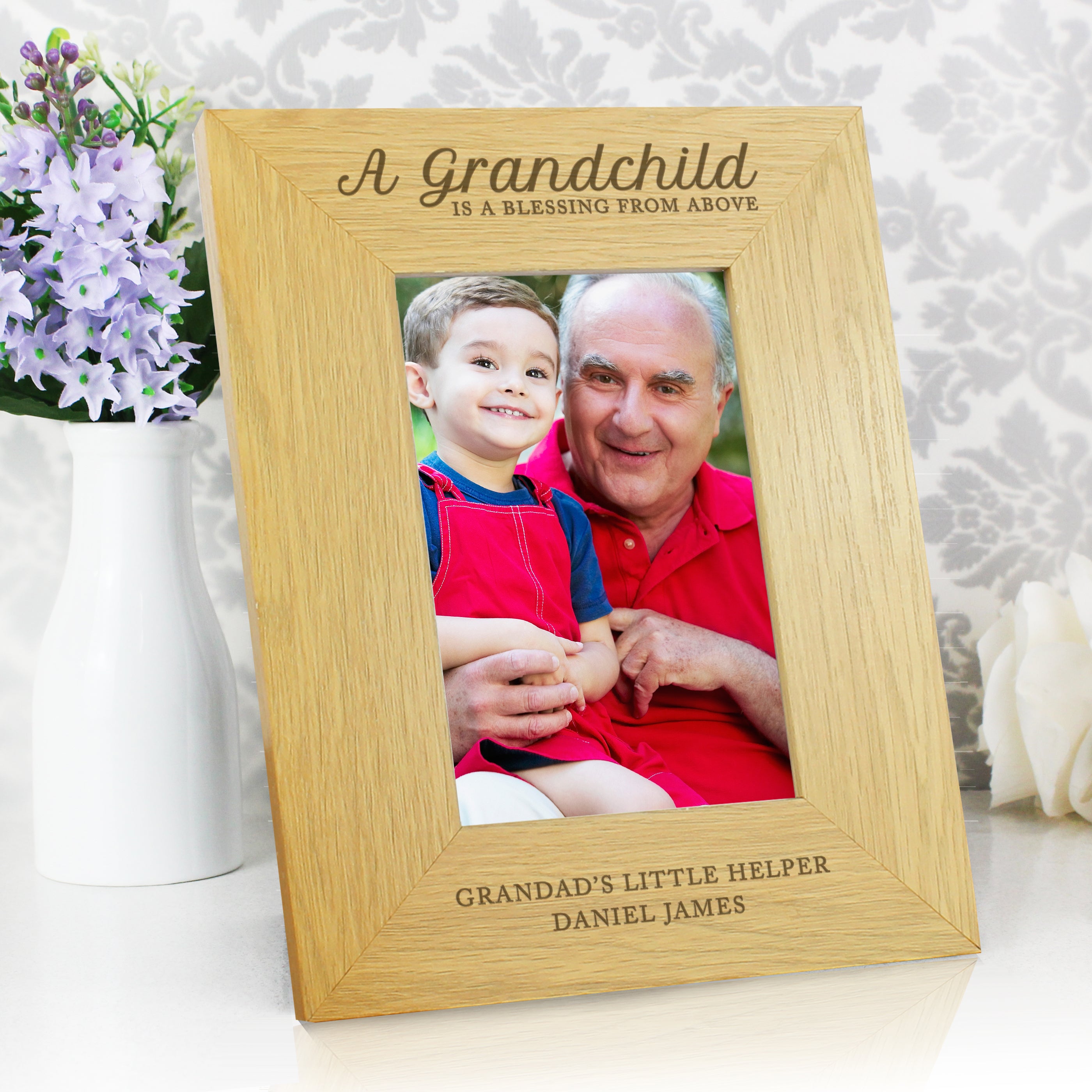 Personalised "A Grandchild Is A Blessing" 4x6 Oak Finish Photo Frame