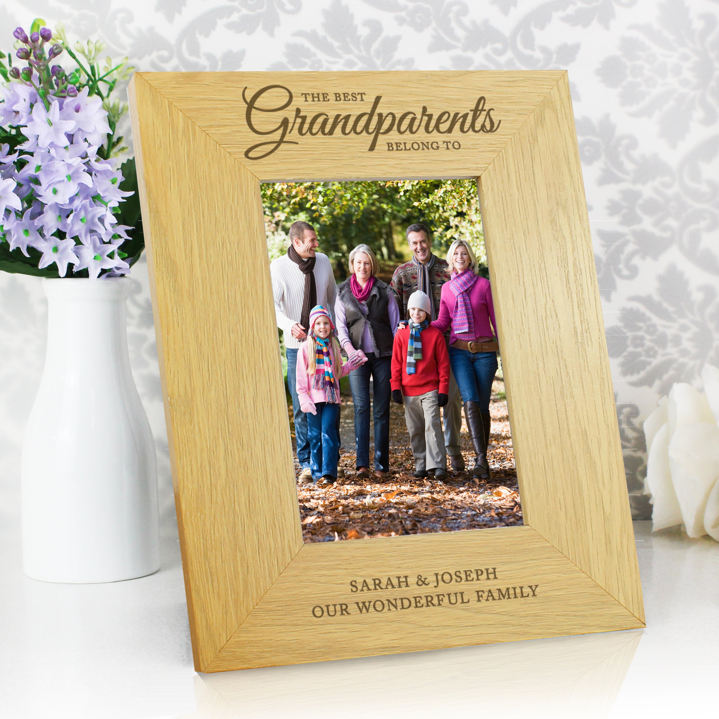 Personalised "The Best Grandparents" 4x6 Oak Finish Photo Frame
