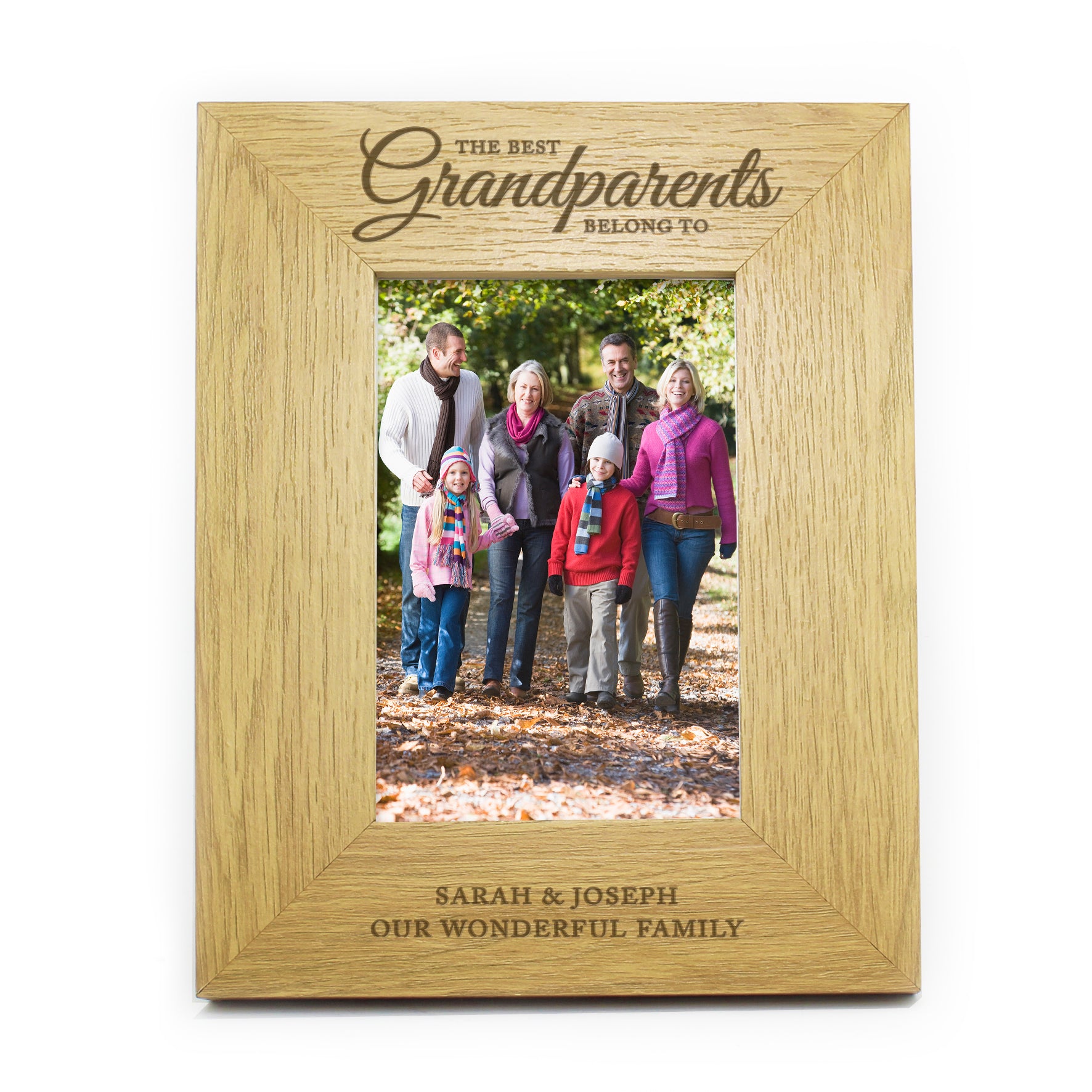 Personalised "The Best Grandparents" 4x6 Oak Finish Photo Frame