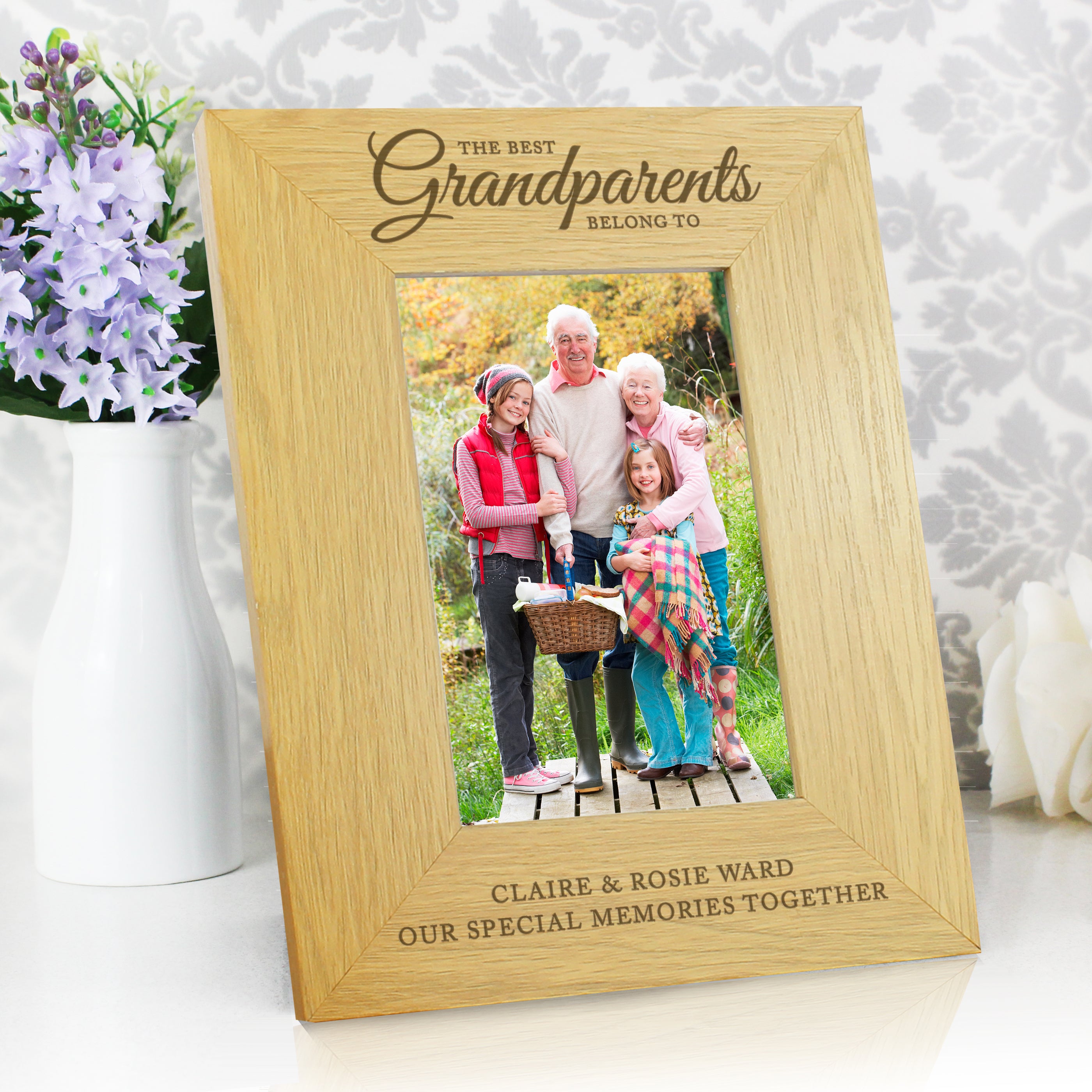 Personalised "The Best Grandparents" 4x6 Oak Finish Photo Frame