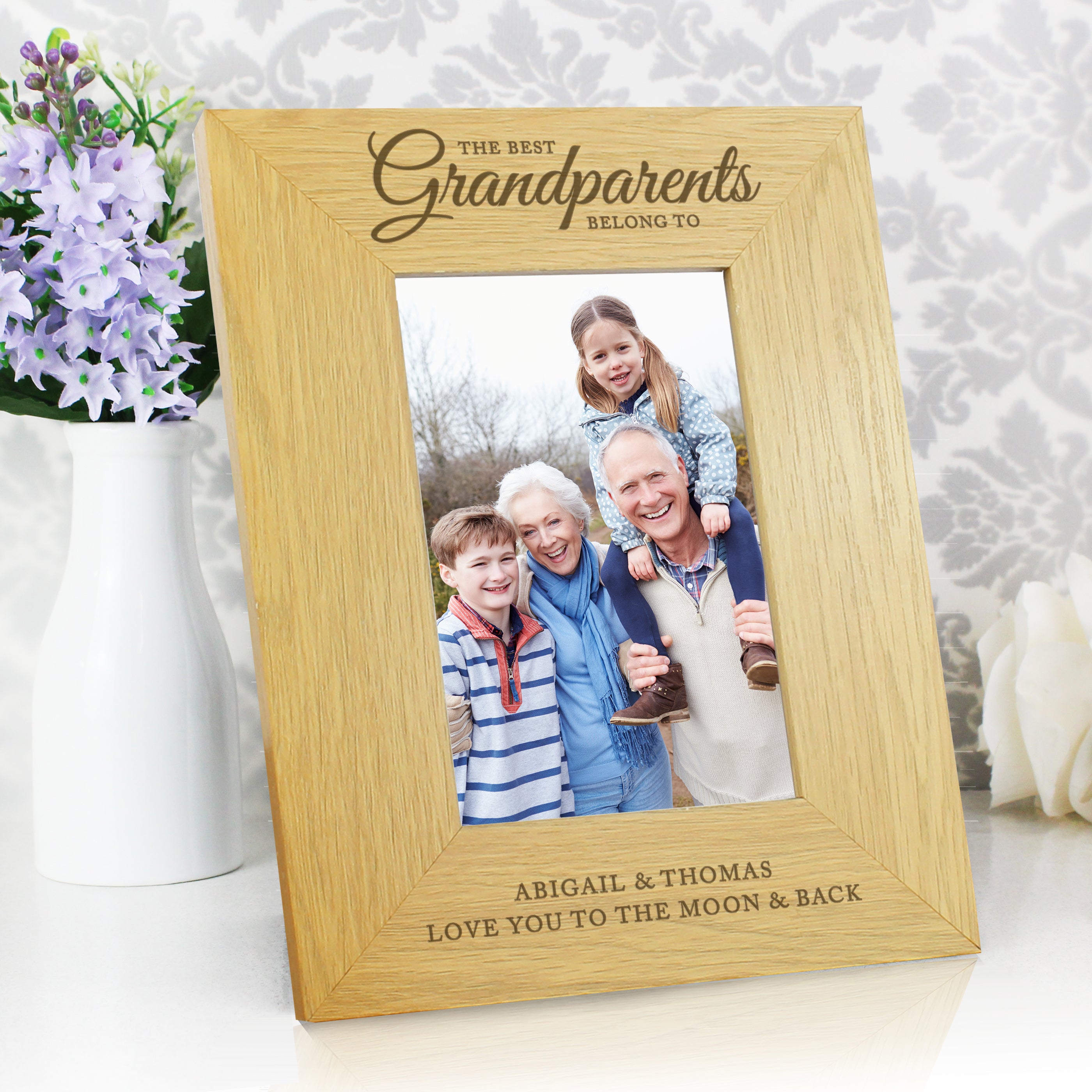 Personalised "The Best Grandparents" 4x6 Oak Finish Photo Frame