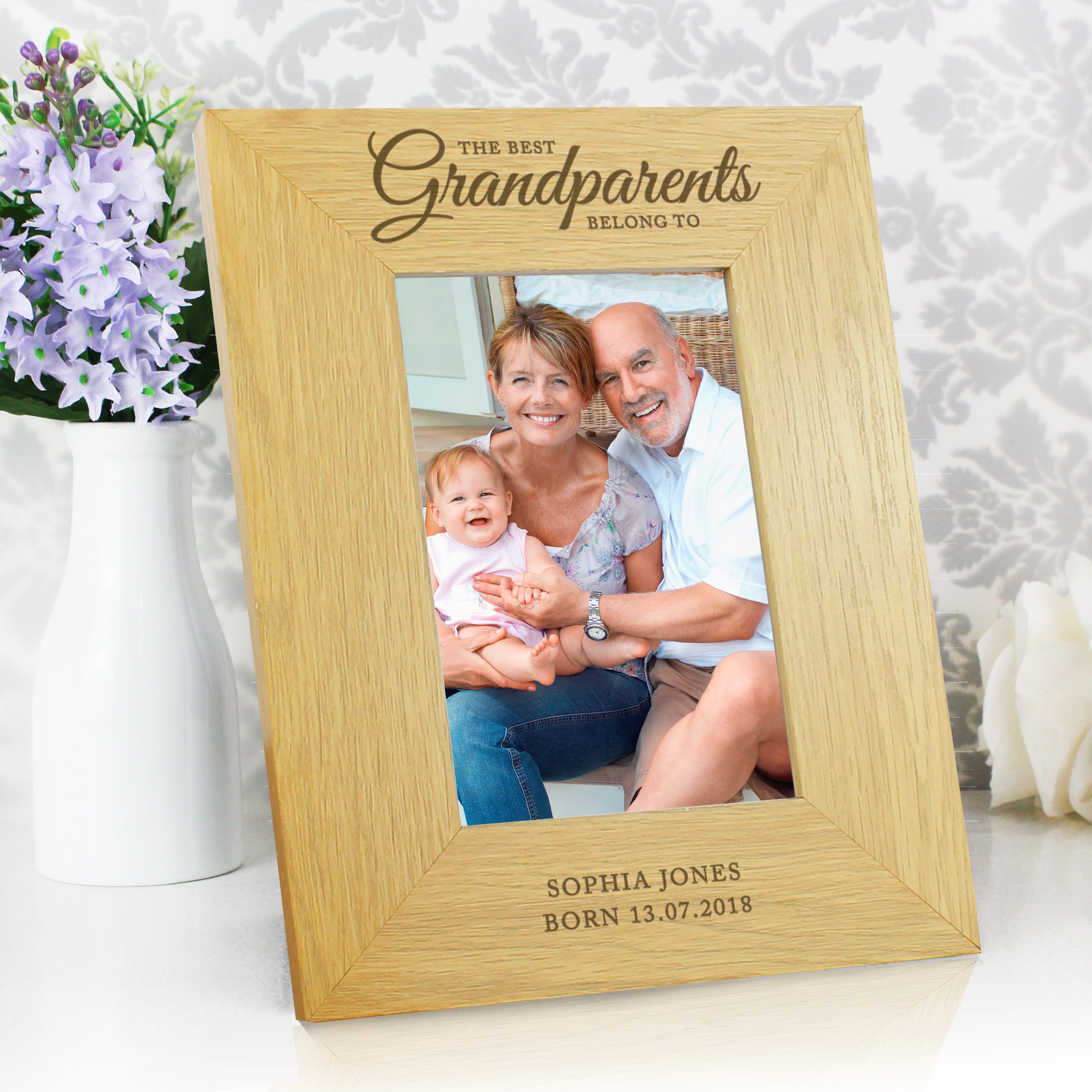 Personalised "The Best Grandparents" 4x6 Oak Finish Photo Frame