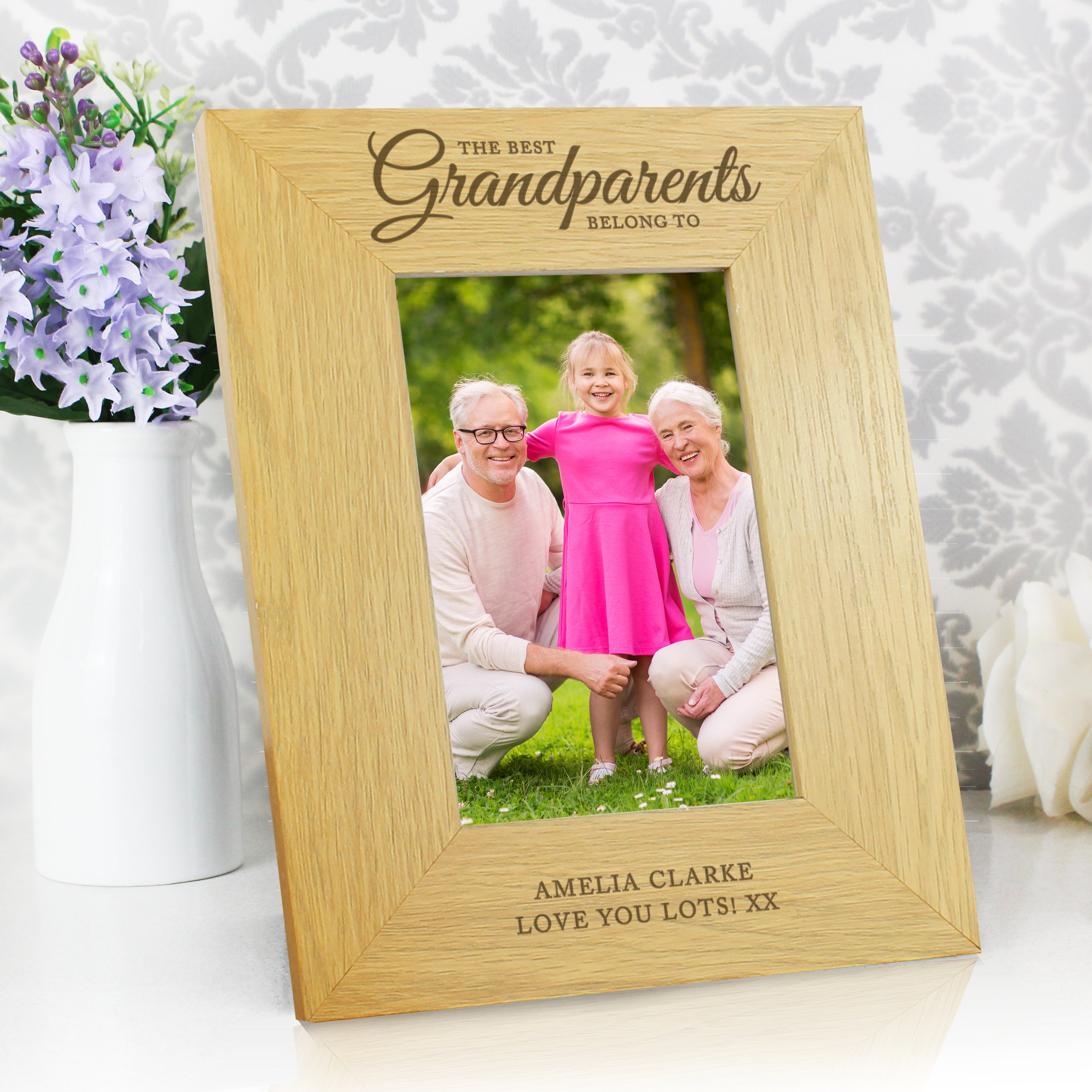 Personalised "The Best Grandparents" 4x6 Oak Finish Photo Frame