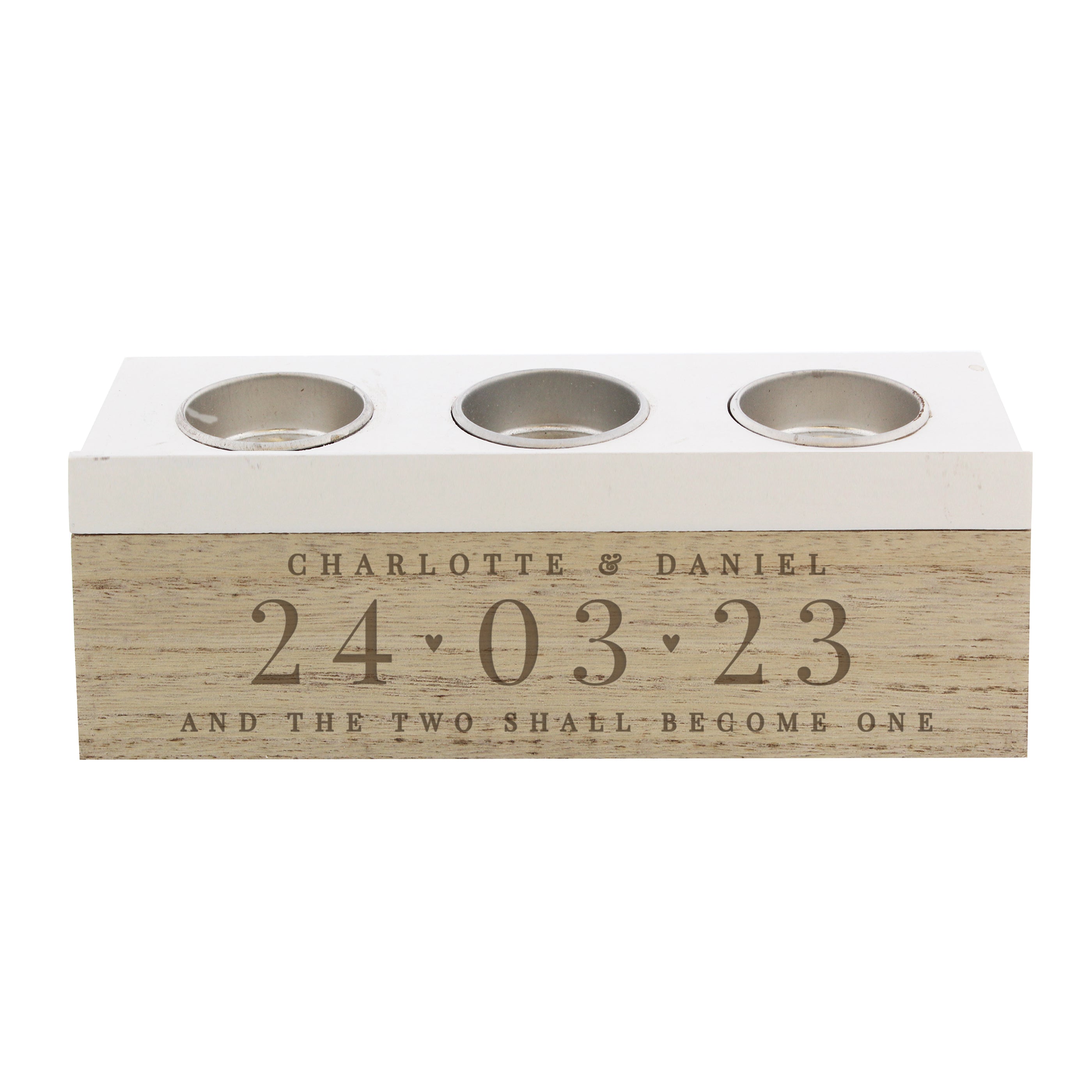 Gift Original Personalised Large Date Triple Tea Light Box