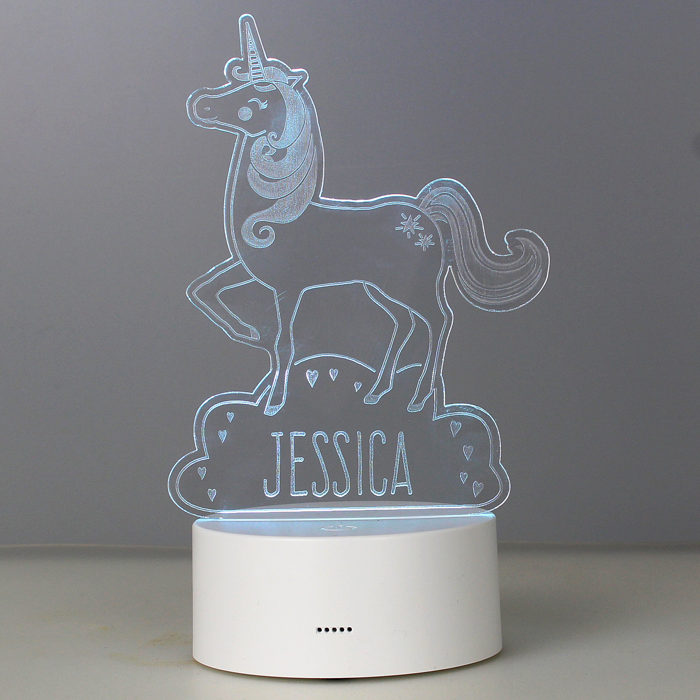 Personalised Unicorn LED Colour Changing Night Light