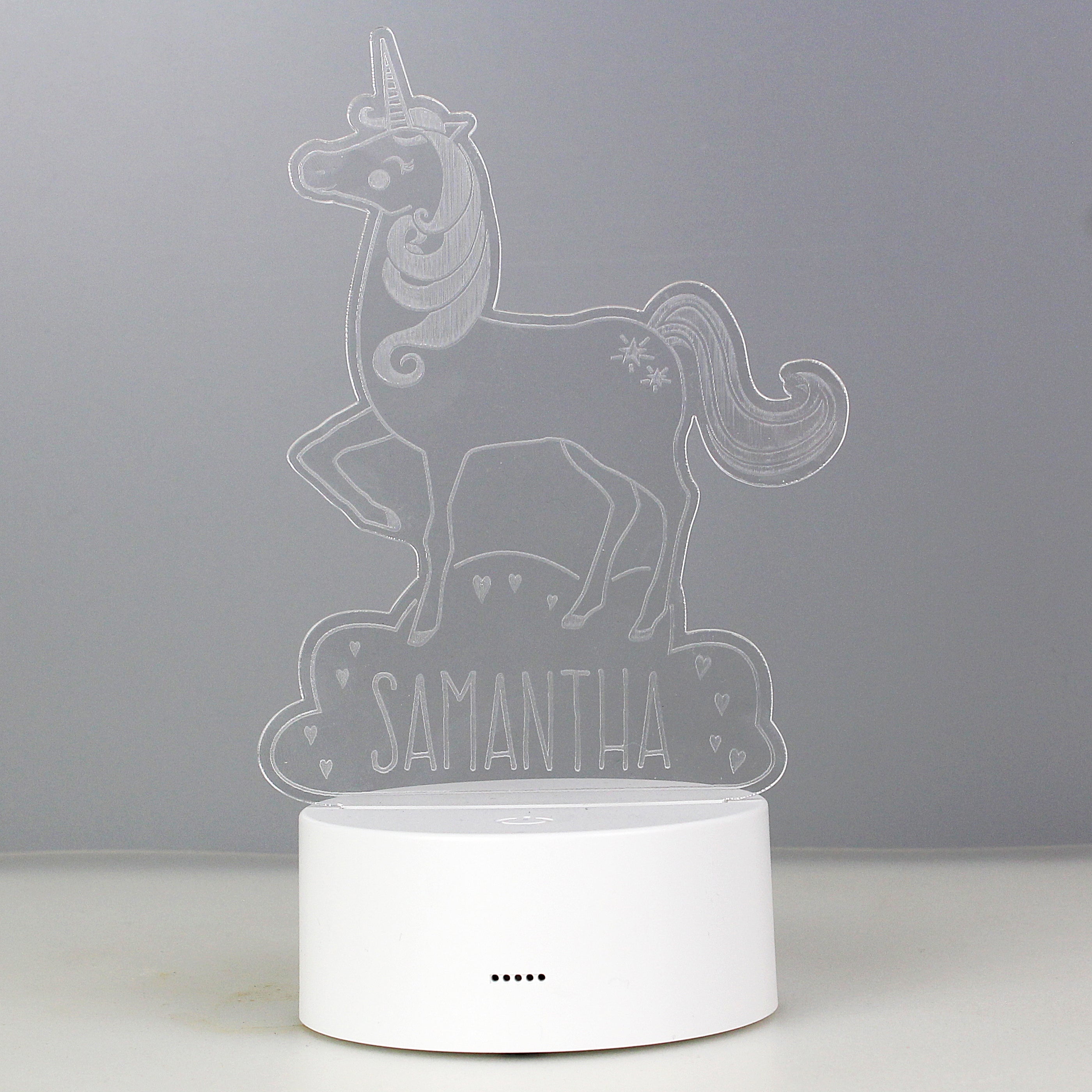 Personalised Unicorn LED Colour Changing Night Light