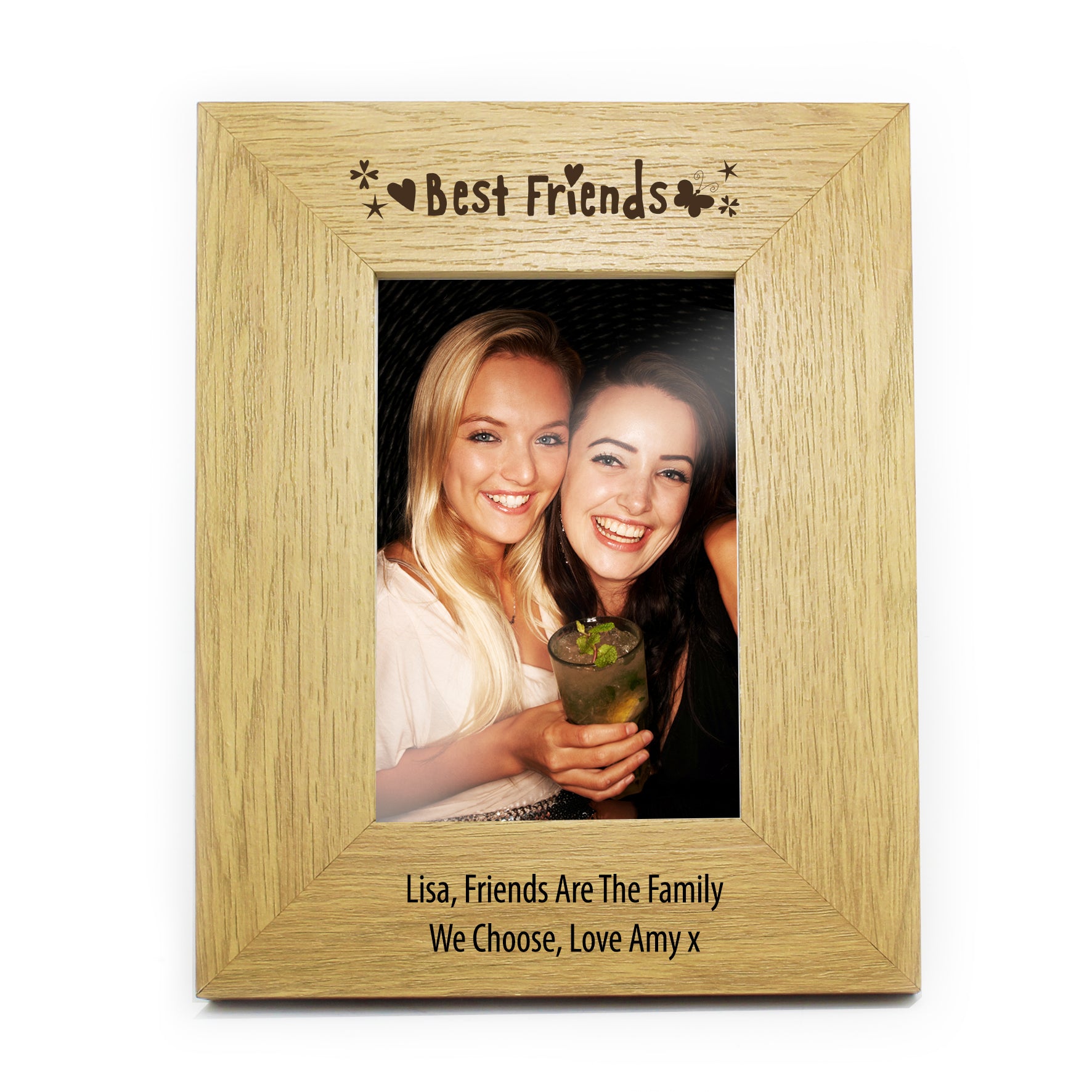 Personalised Oak Finish 4x6 Best Friends Photo Frame