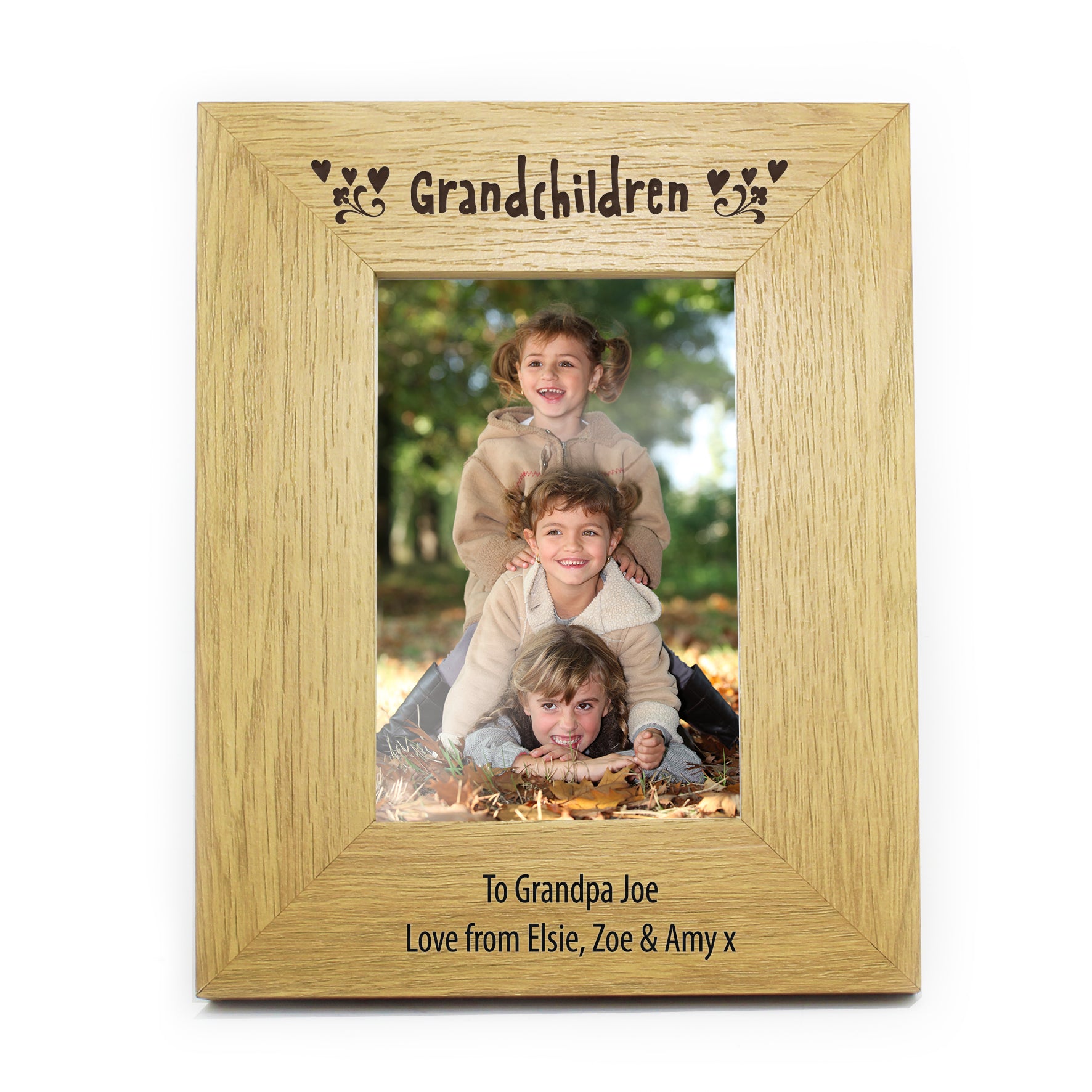 Personalised Oak Finish 4x6 Grandchildren Photo Frame