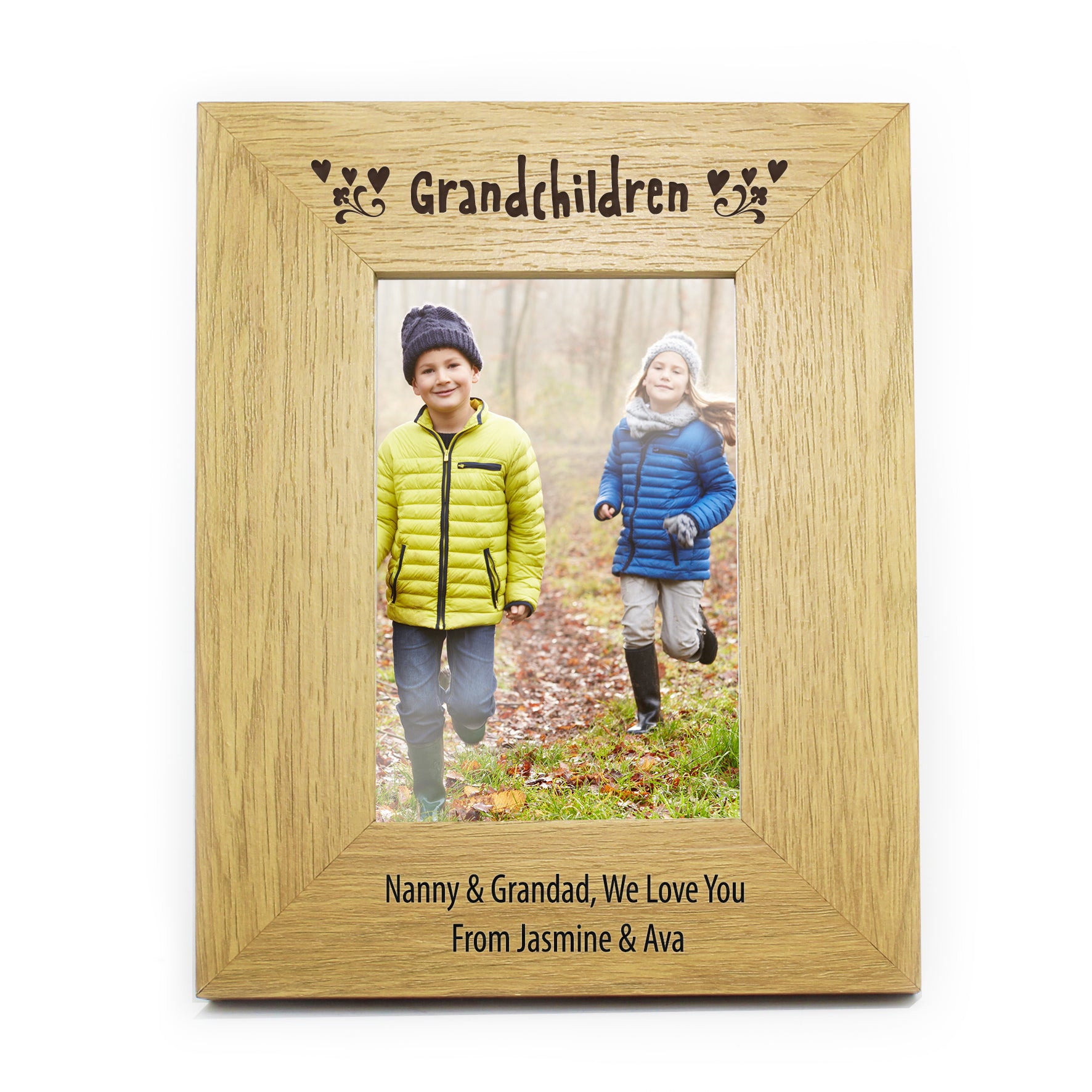 Personalised Oak Finish 4x6 Grandchildren Photo Frame