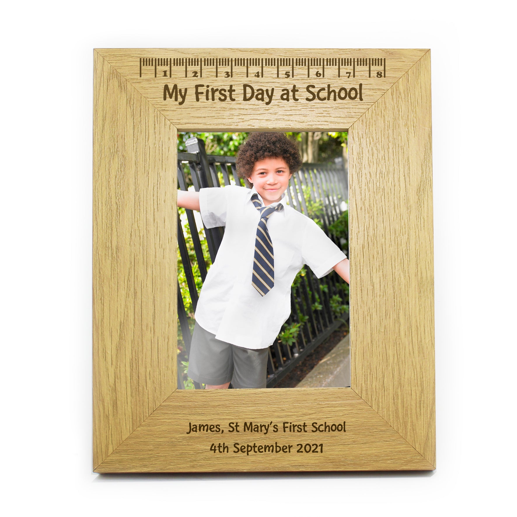 Personalised Oak Finish 4x6 My First Day At School Photo Frame