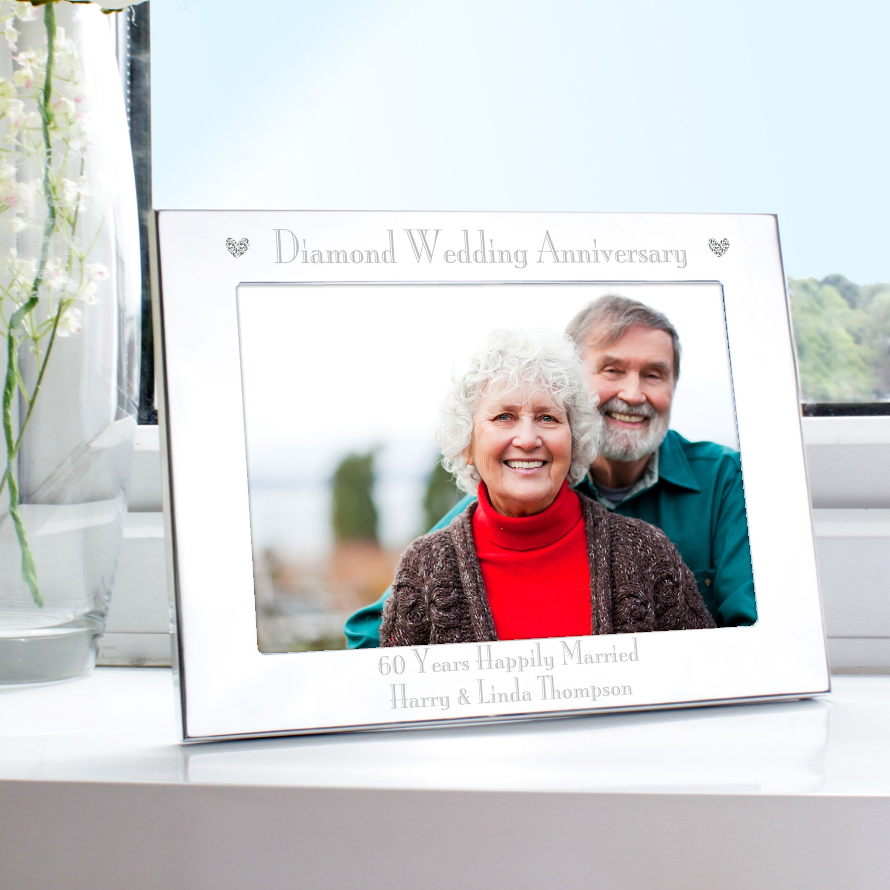 Personalised Diamond Anniversary 7x5 Landscape Photo Frame