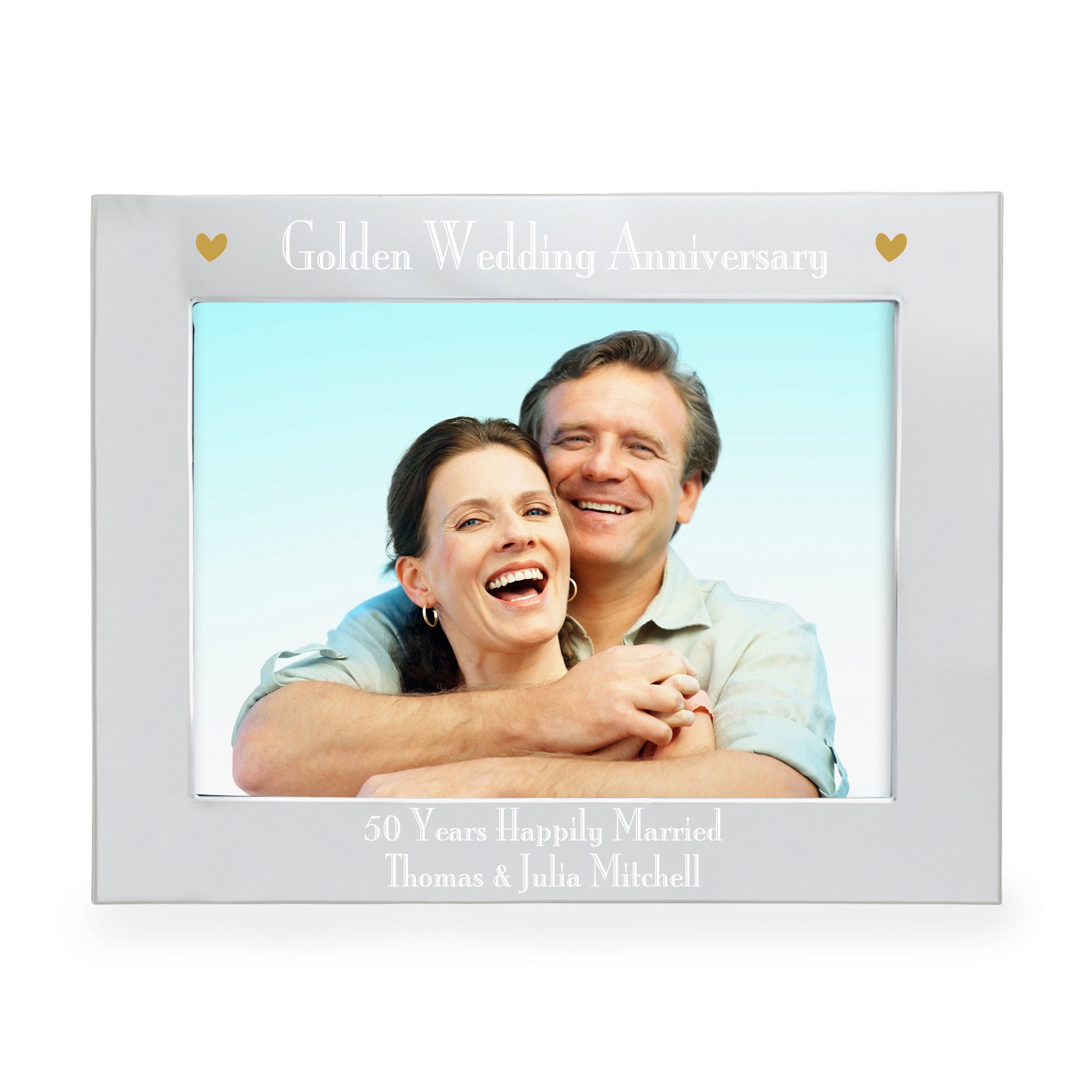 Personalised Silver 7x5 Golden Anniversary Landscape Photo Frame