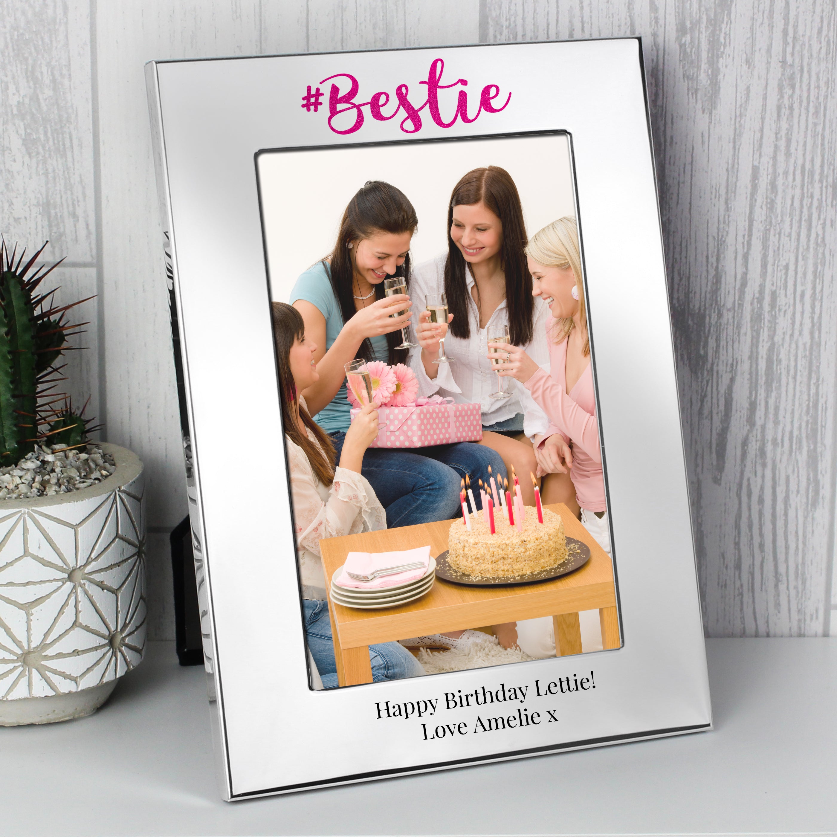 Personalised #Bestie 4x6 Silver Photo Frame