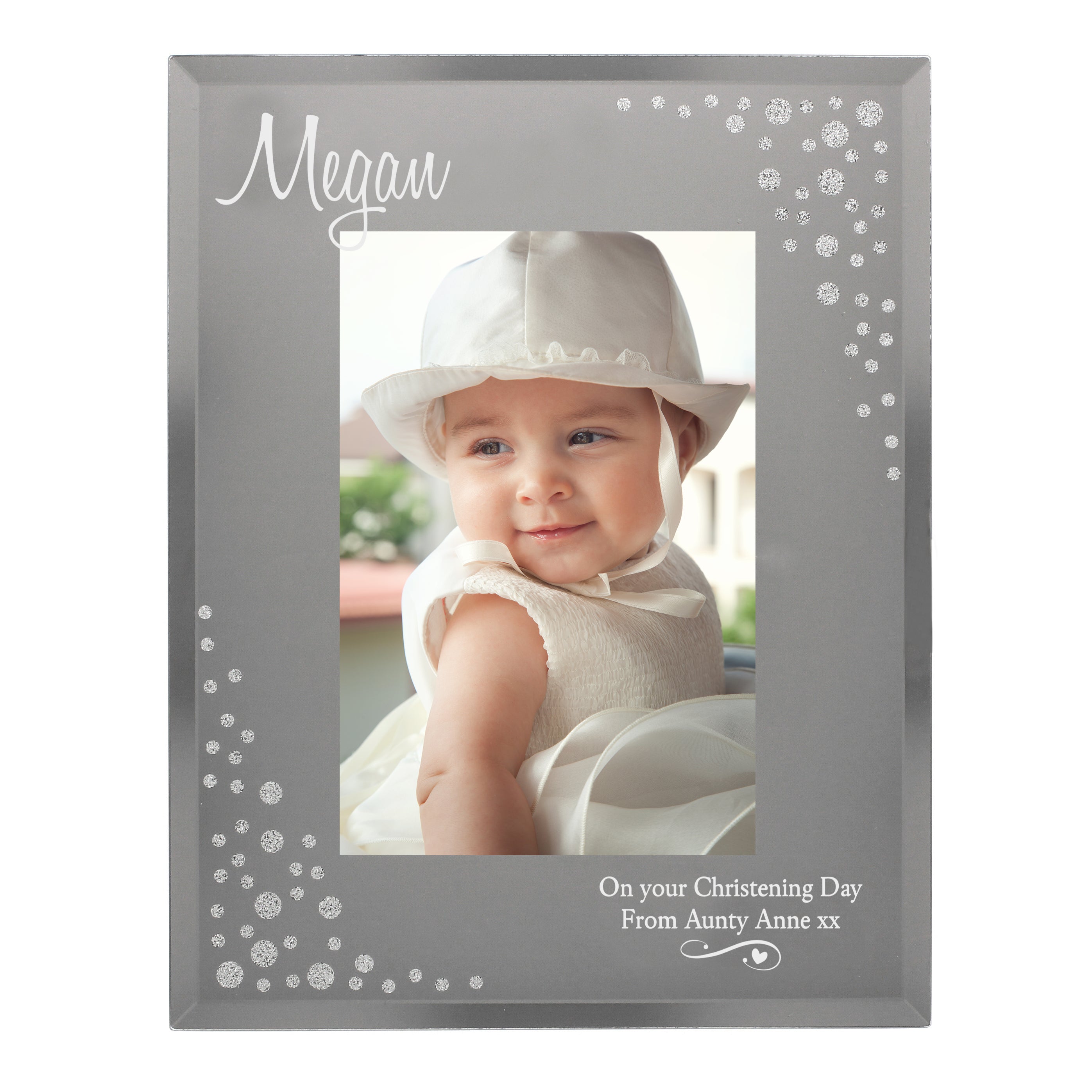 Personalised Swirls & Hearts Diamante 4x6 Glass Photo Frame