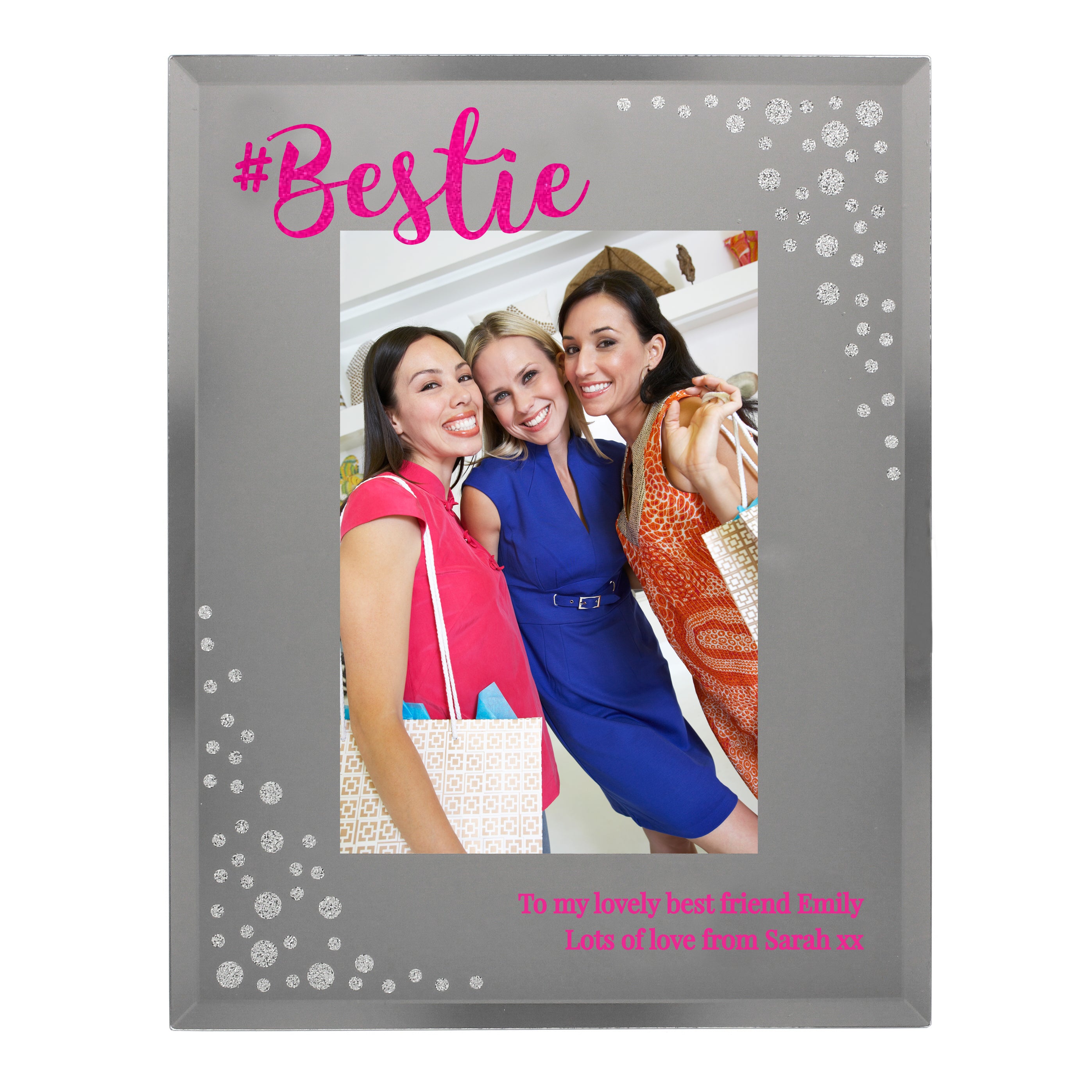 Personalised Bestie 4x6 Diamante Glass Photo Frame