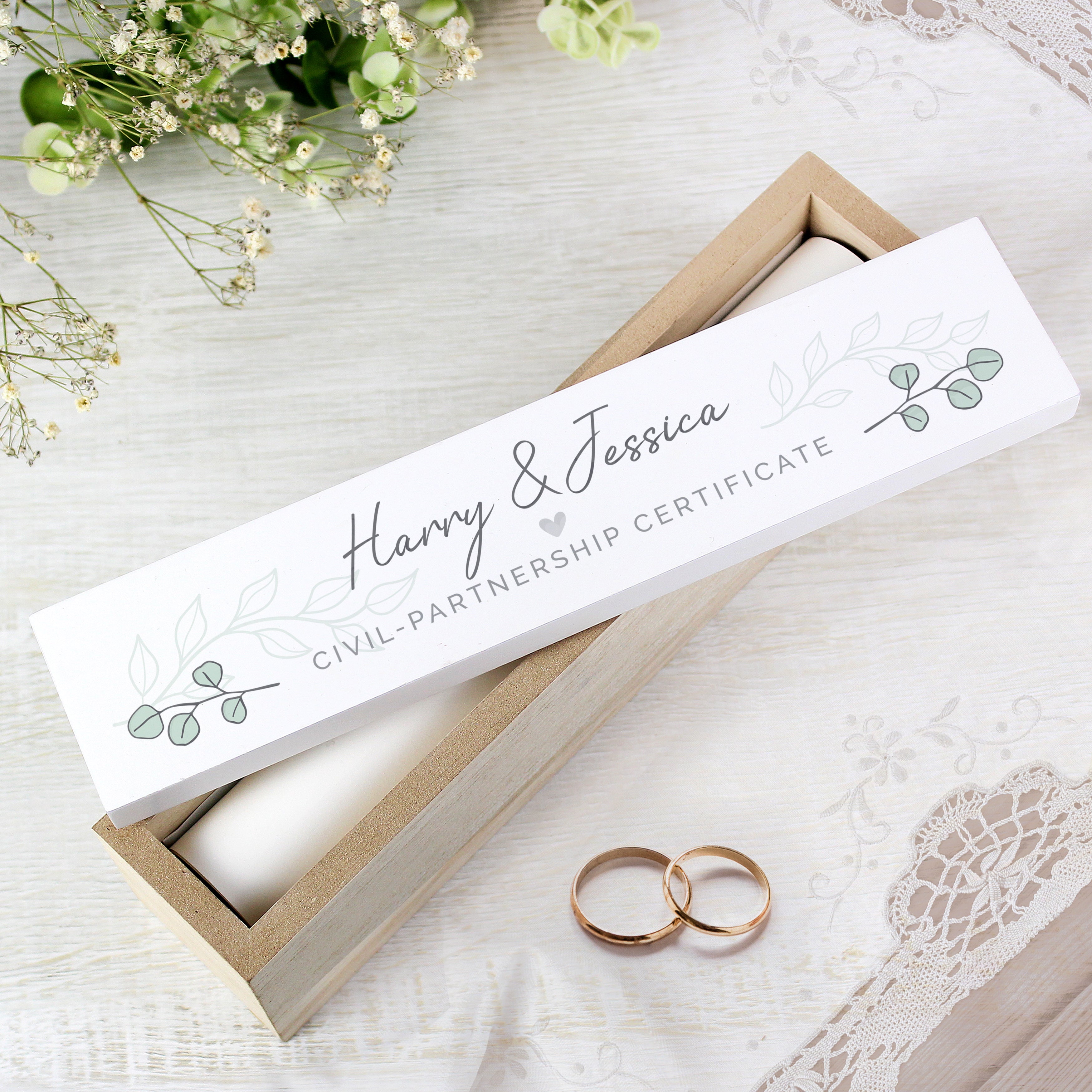 Beautiful photo of Personalised Eucalyptus Wooden Certificate Holder