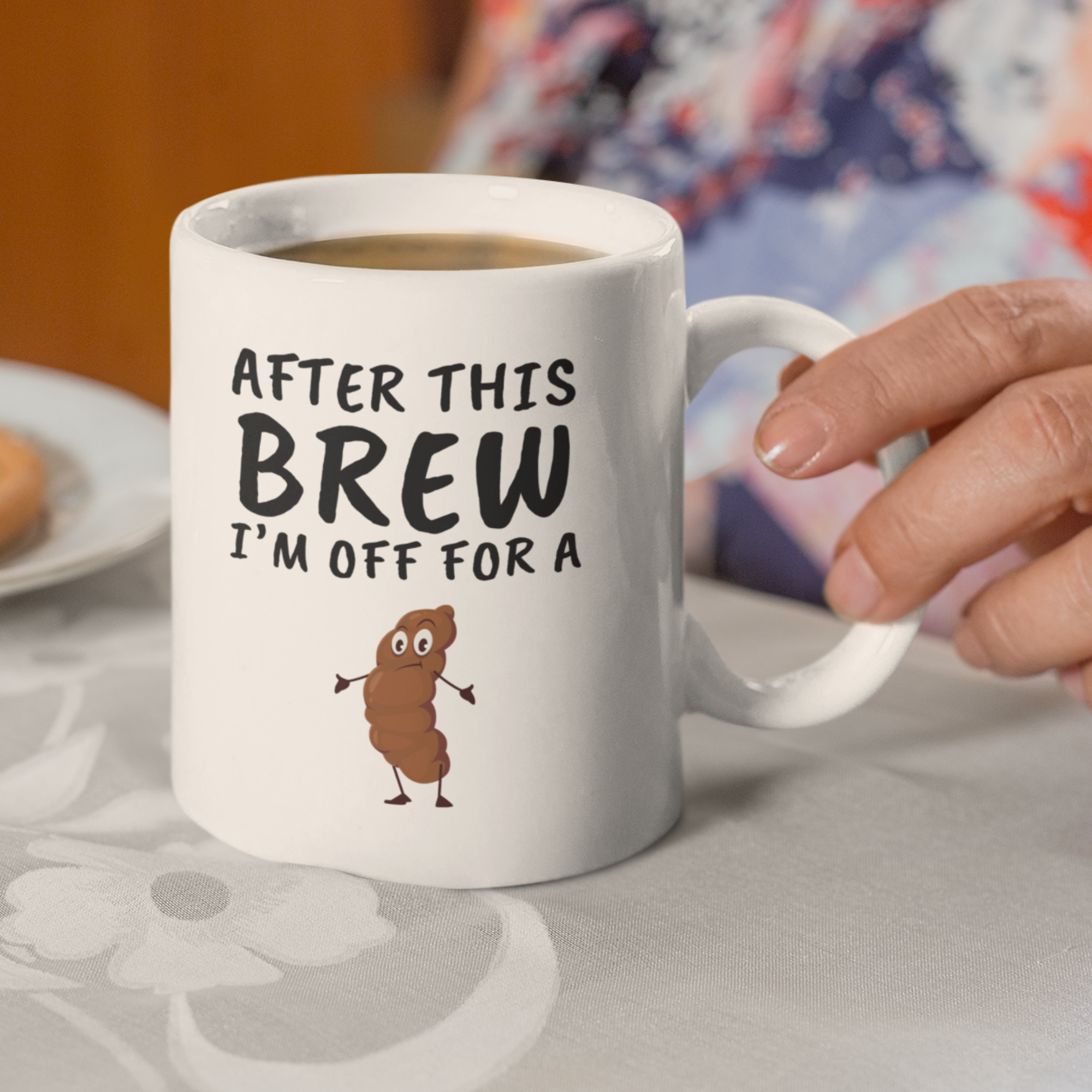 After This Brew I'm Off For A Poo 11oz White Glossy Ceramic Mug - Funny Coffee & Bathroom Humor Mug