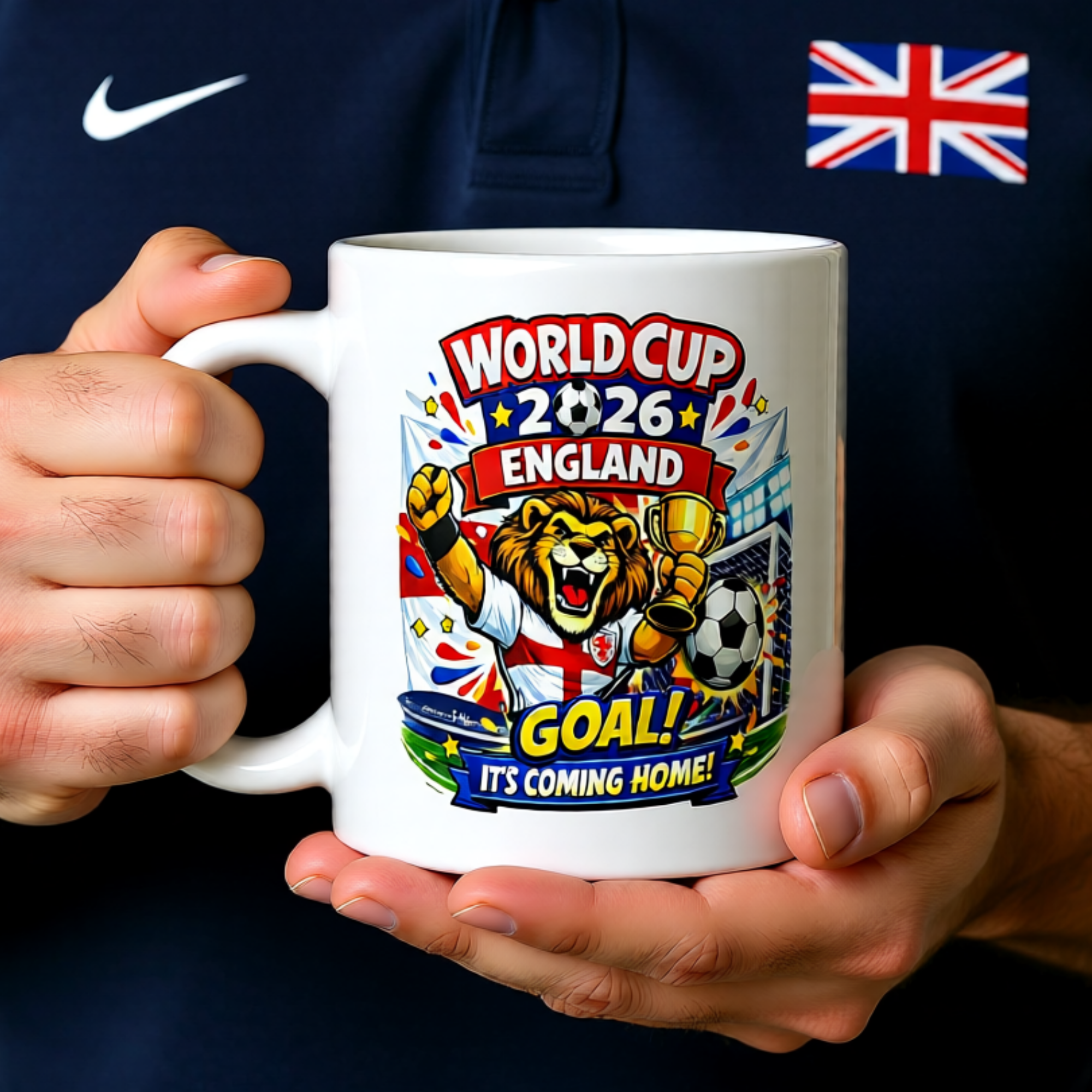 World Cup 2026 England 11oz White Glossy Ceramic Mug - Football Fan Gift