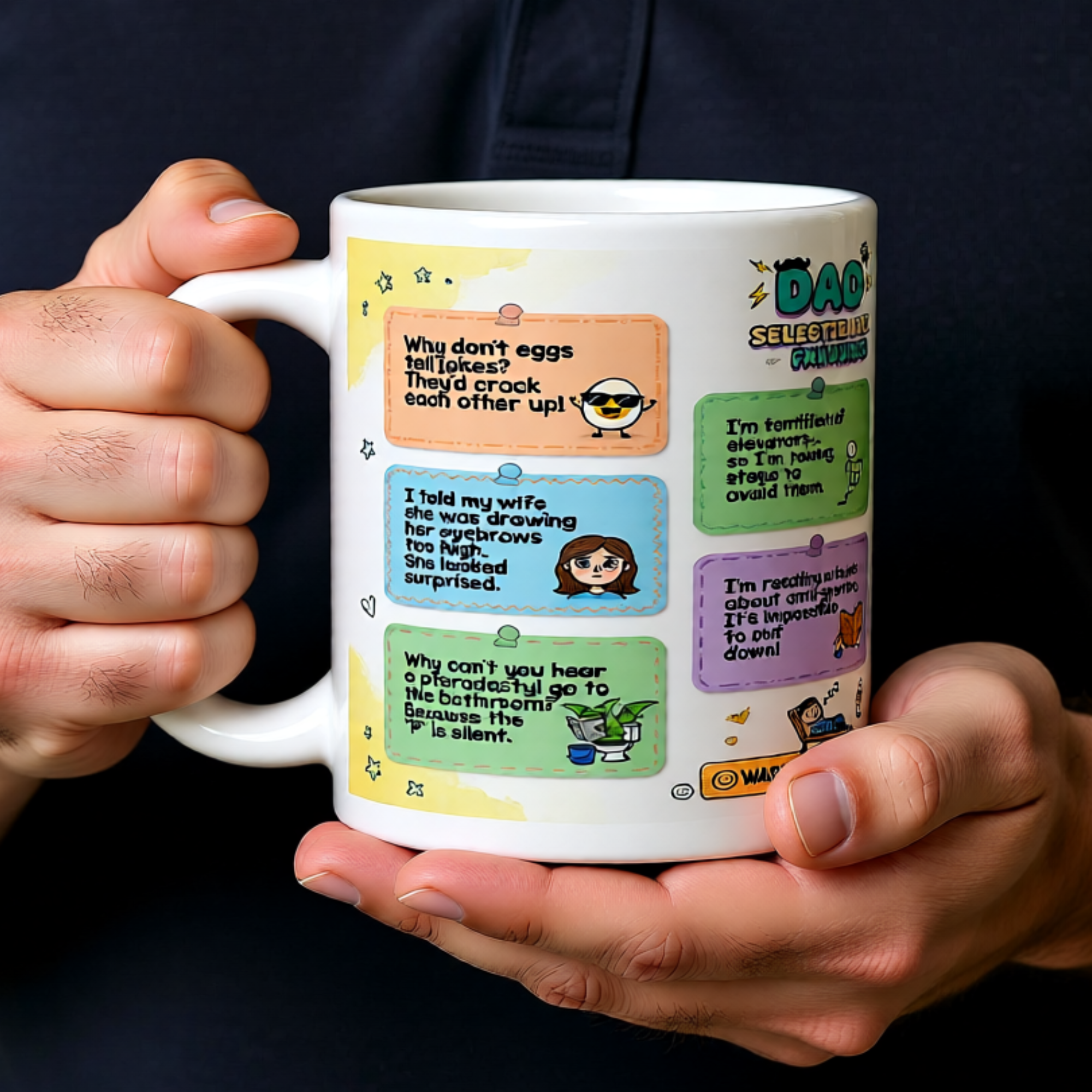 10 Dad Jokes Mug - The Ultimate Funny Dad Mug 11oz White Glossy Ceramic