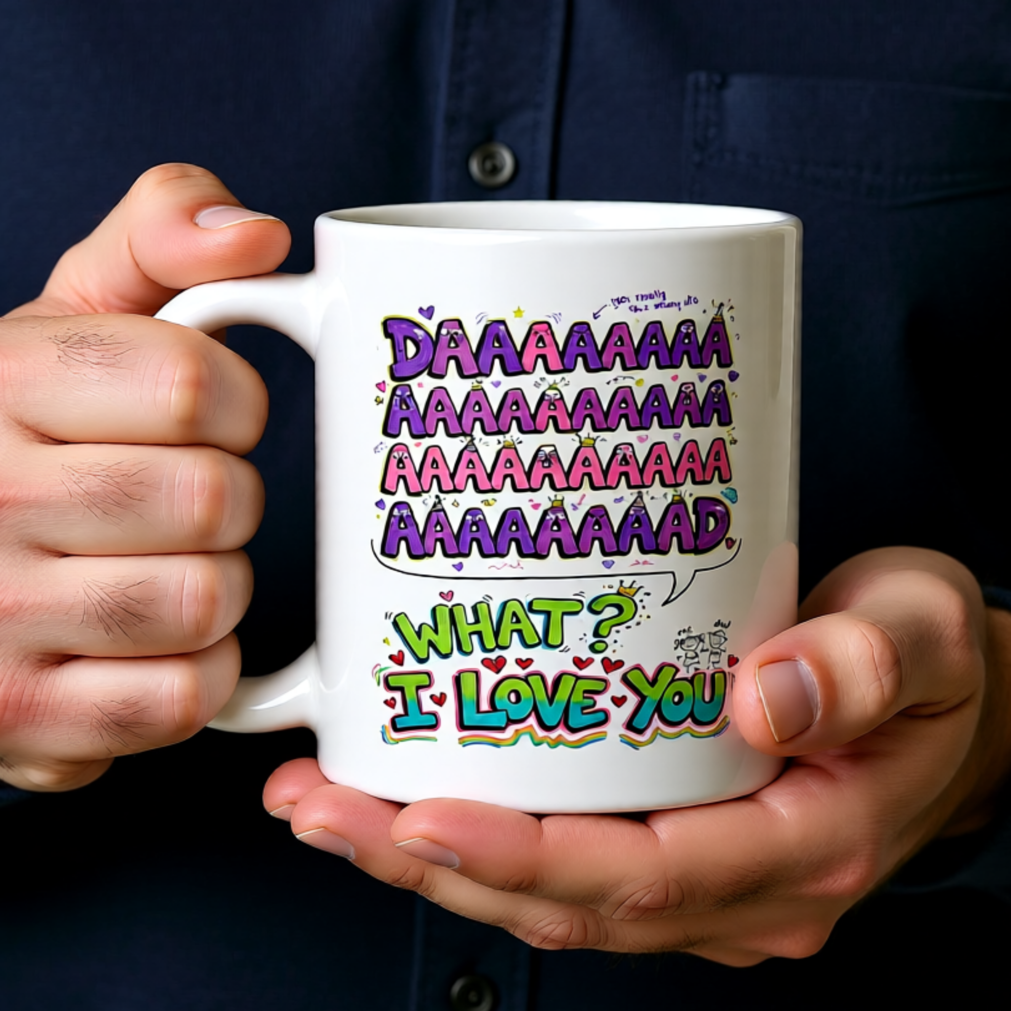 Daaaaaaaaaaaaaaaaaad What I Love You 11oz White Glossy Ceramic Mug - Funny Cute Dad Gift