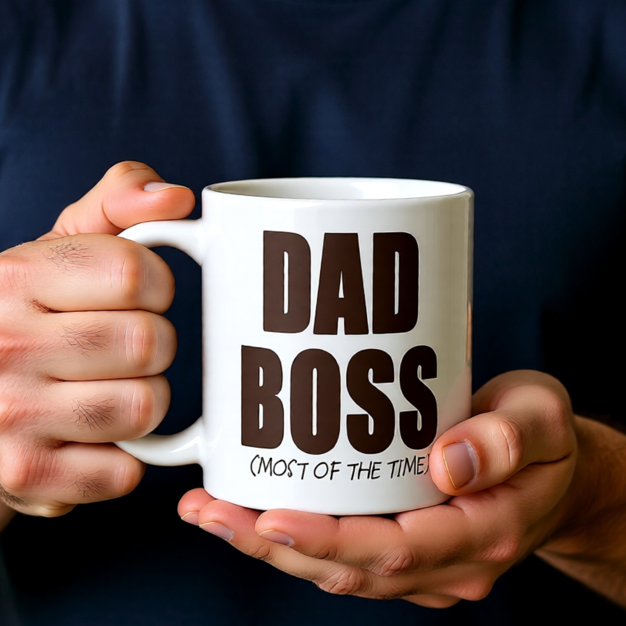 Dad Boss (Most of the Time) 11oz White Glossy Ceramic Mug - Funny Dad Gift