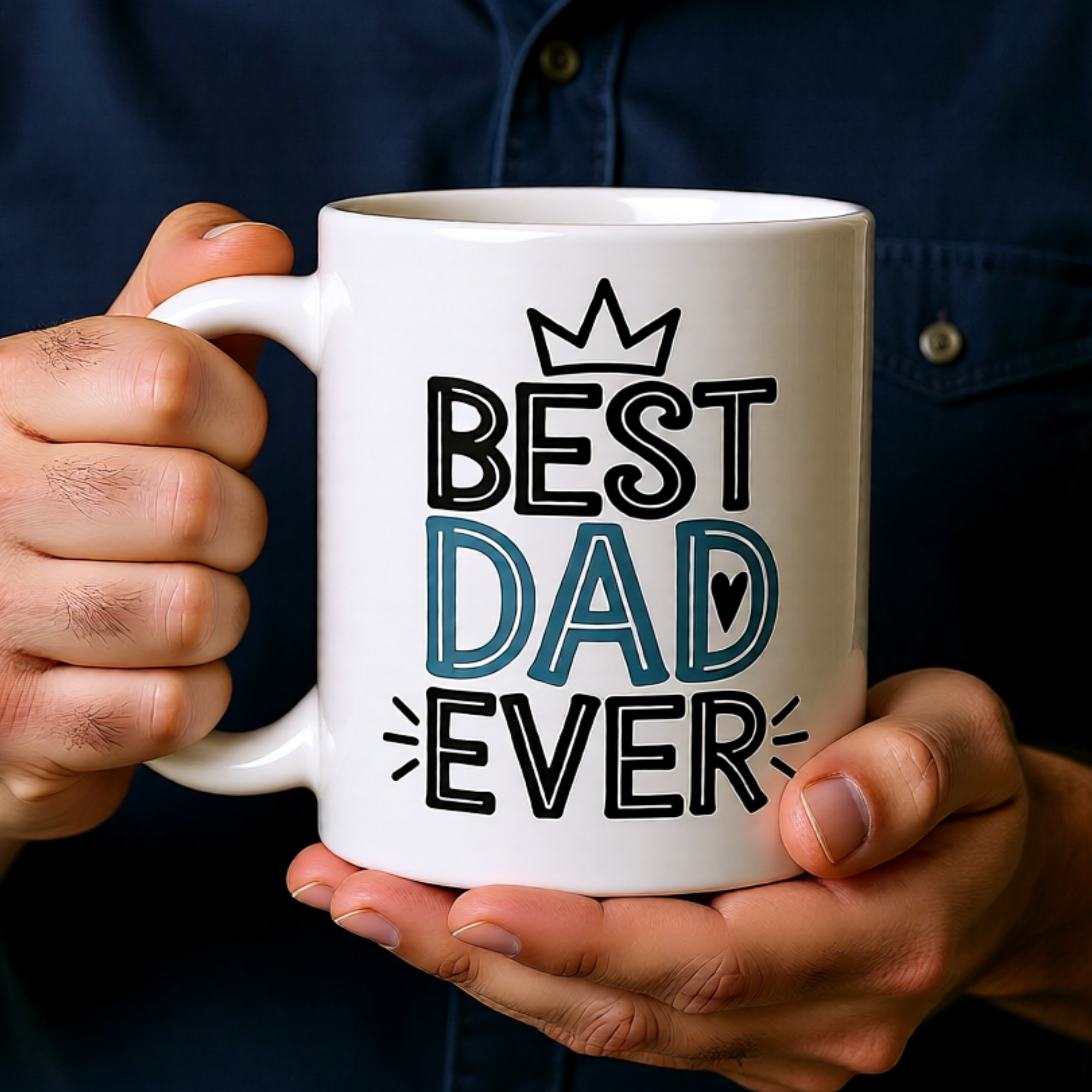 Best Dad Ever 11oz White Glossy Ceramic Mug - Funny & Heartfelt Dad Gift