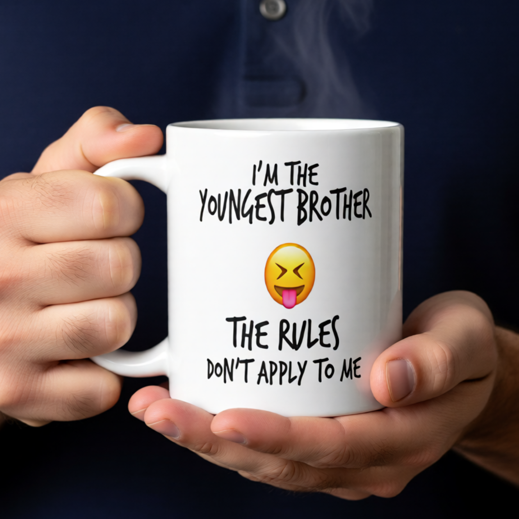 I'm The Youngest Brother The Rules Don't Apply To Me 11oz White Glossy Ceramic Mug - Funny Youngest Sibling Gift