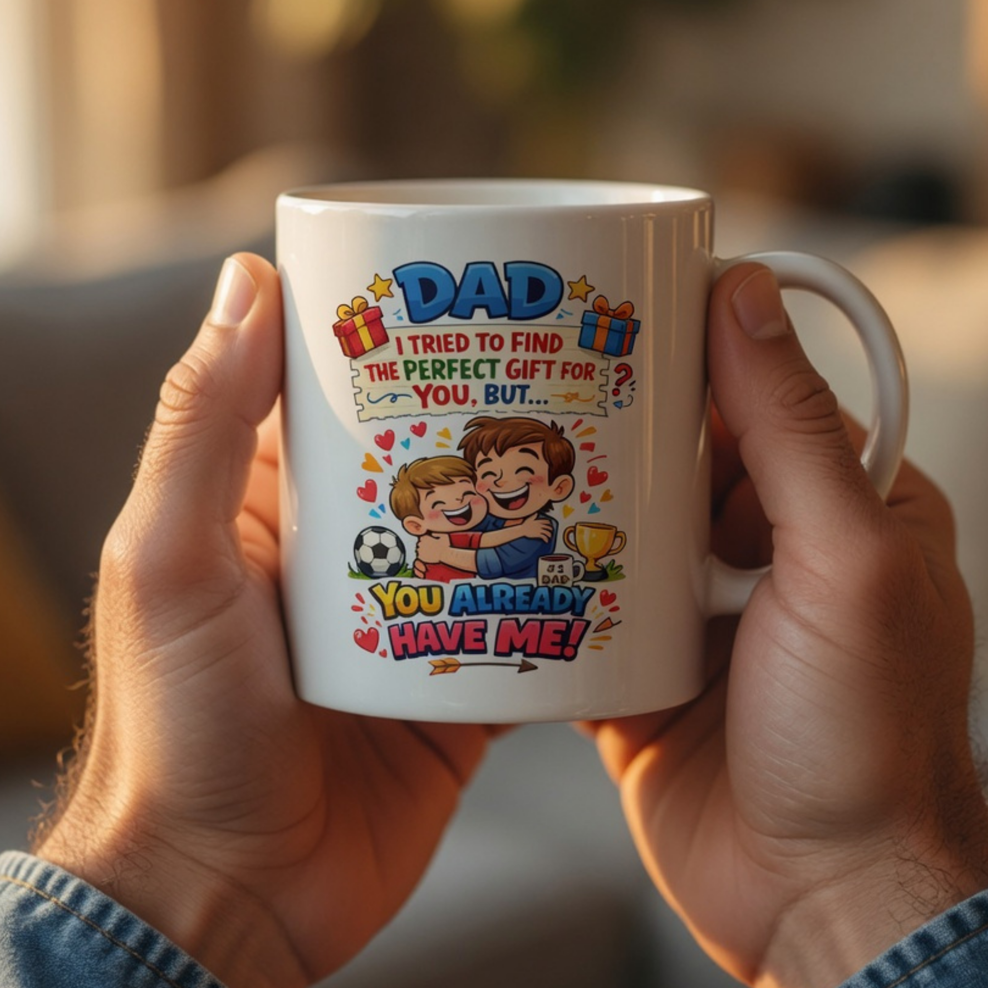 Dad I Tried to Find The Perfect Gift For You, But You Already Have Me 11oz White Glossy Ceramic Mug - Heartfelt Dad Gift