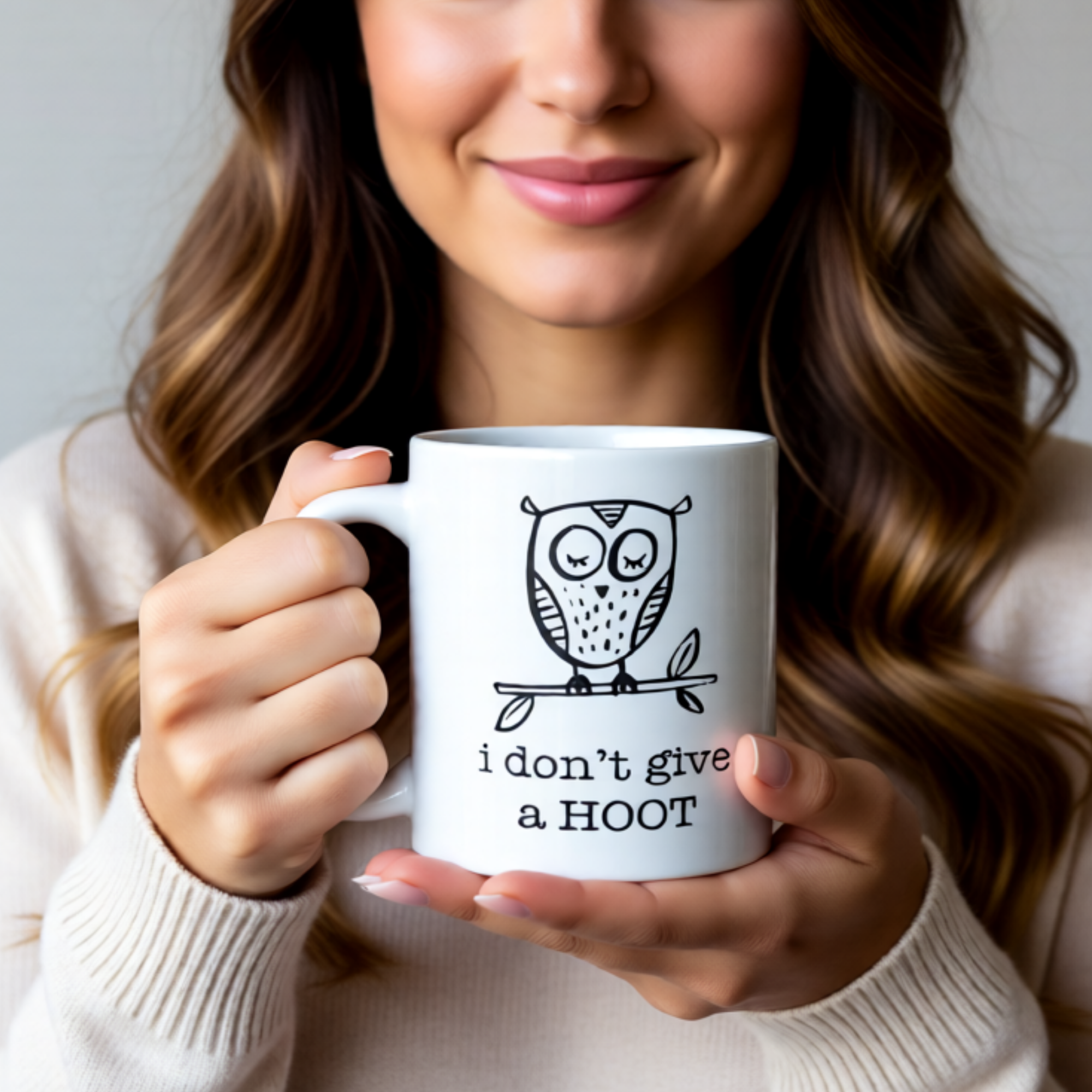 I Don't Give A Hoot 11oz White Glossy Ceramic Mug - Funny Owl Pun Gift Sarcastic Coffee Mug