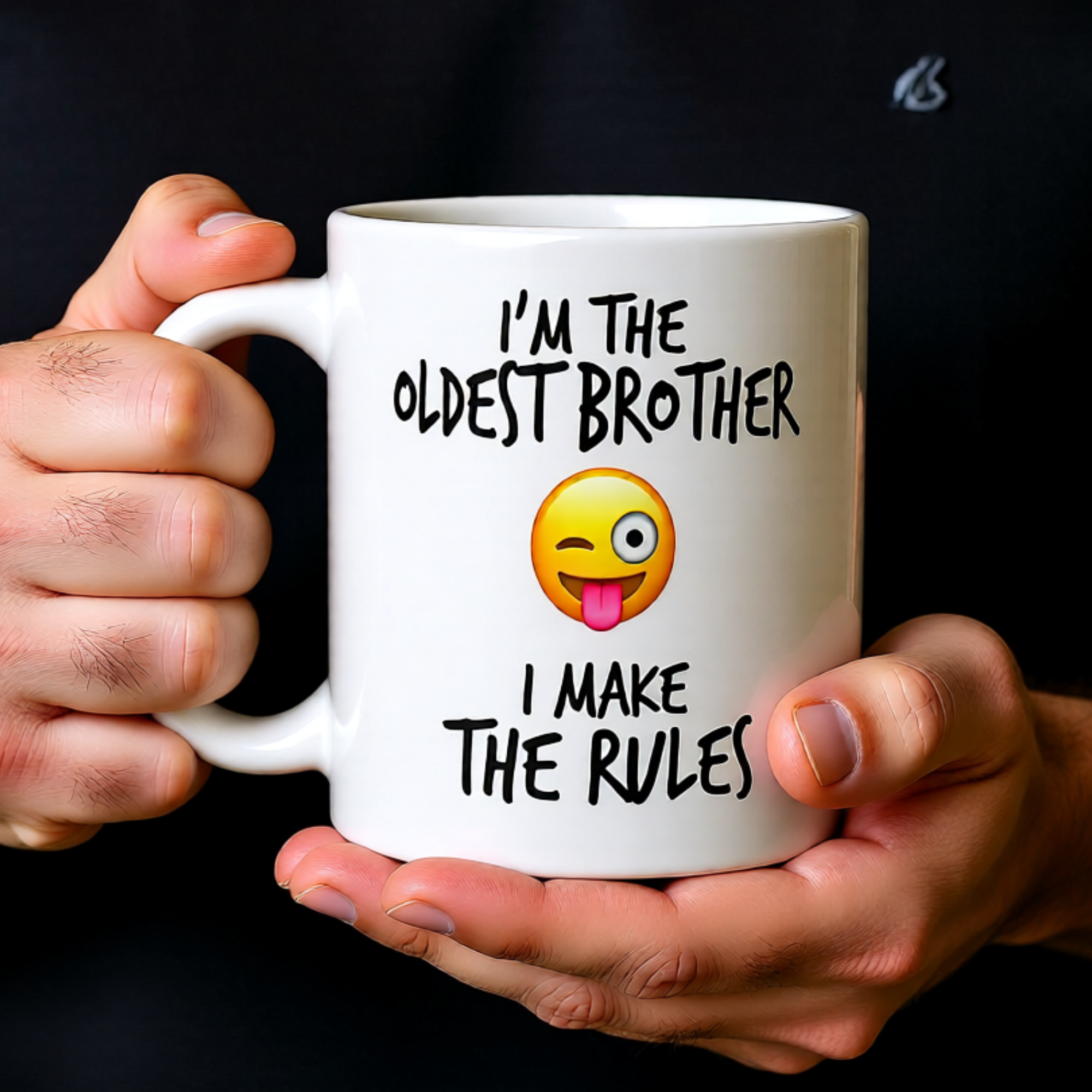 I'm The Oldest Brother I Make The Rules 11oz White Glossy Ceramic Mug - Funny Oldest Sibling Gift