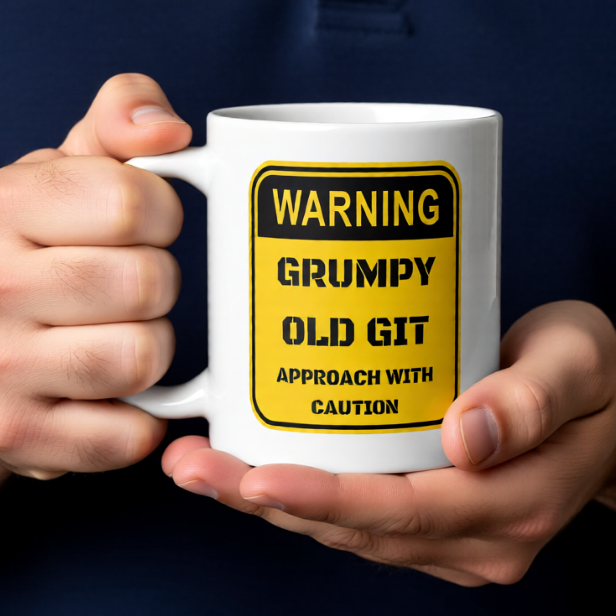 WARNING Grumpy Old Git Approach With Caution 11oz White Glossy Ceramic Mug - Funny Grumpy Gift for Men
