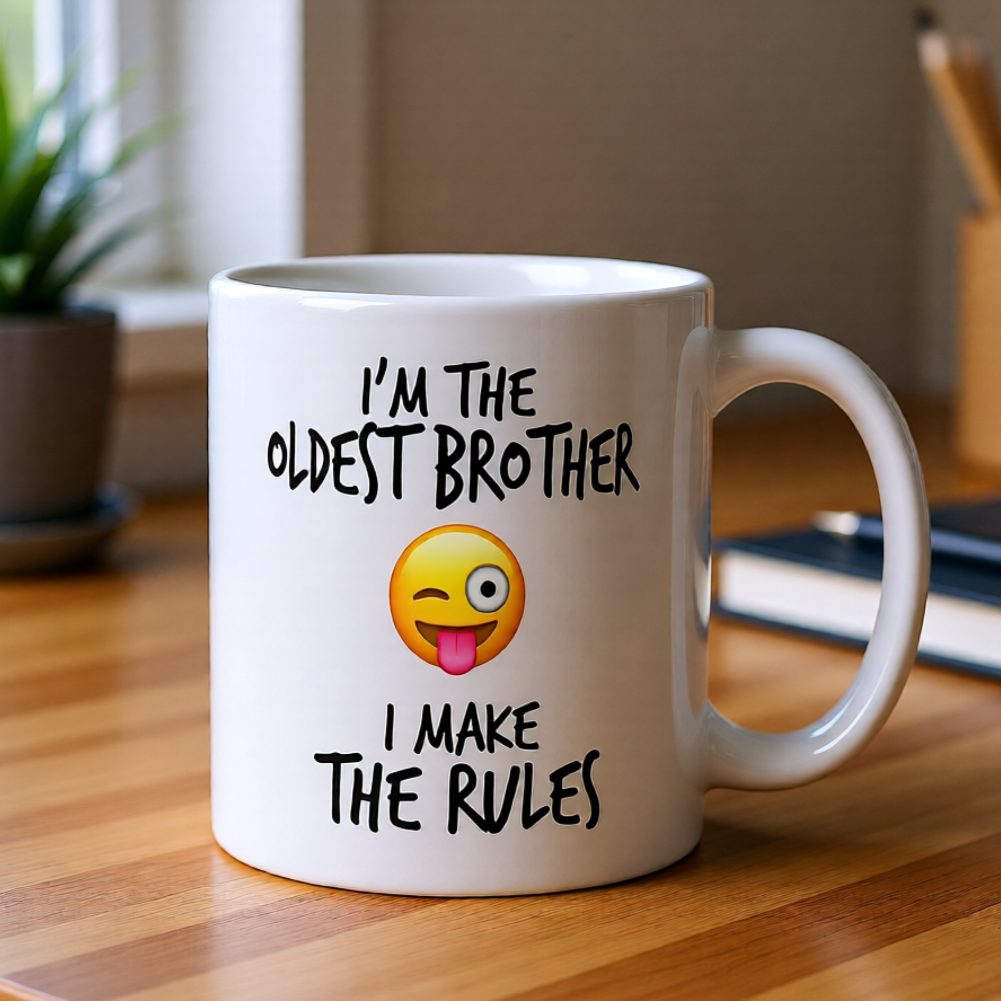 I'm The Oldest Brother I Make The Rules 11oz White Glossy Ceramic Mug - Funny Oldest Sibling Gift