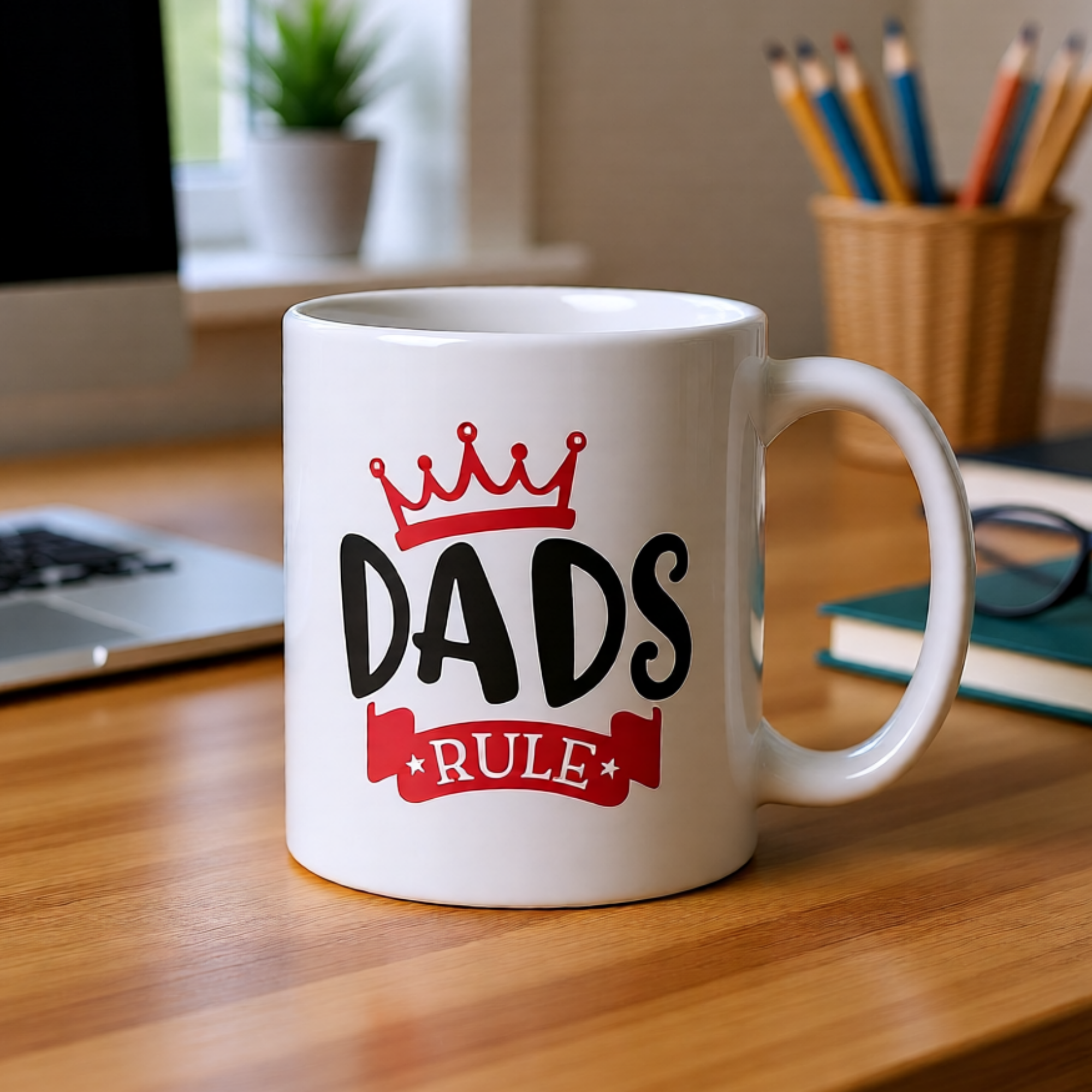 Dads Rule 11oz White Glossy Ceramic Mug - Funny Dad Gift
